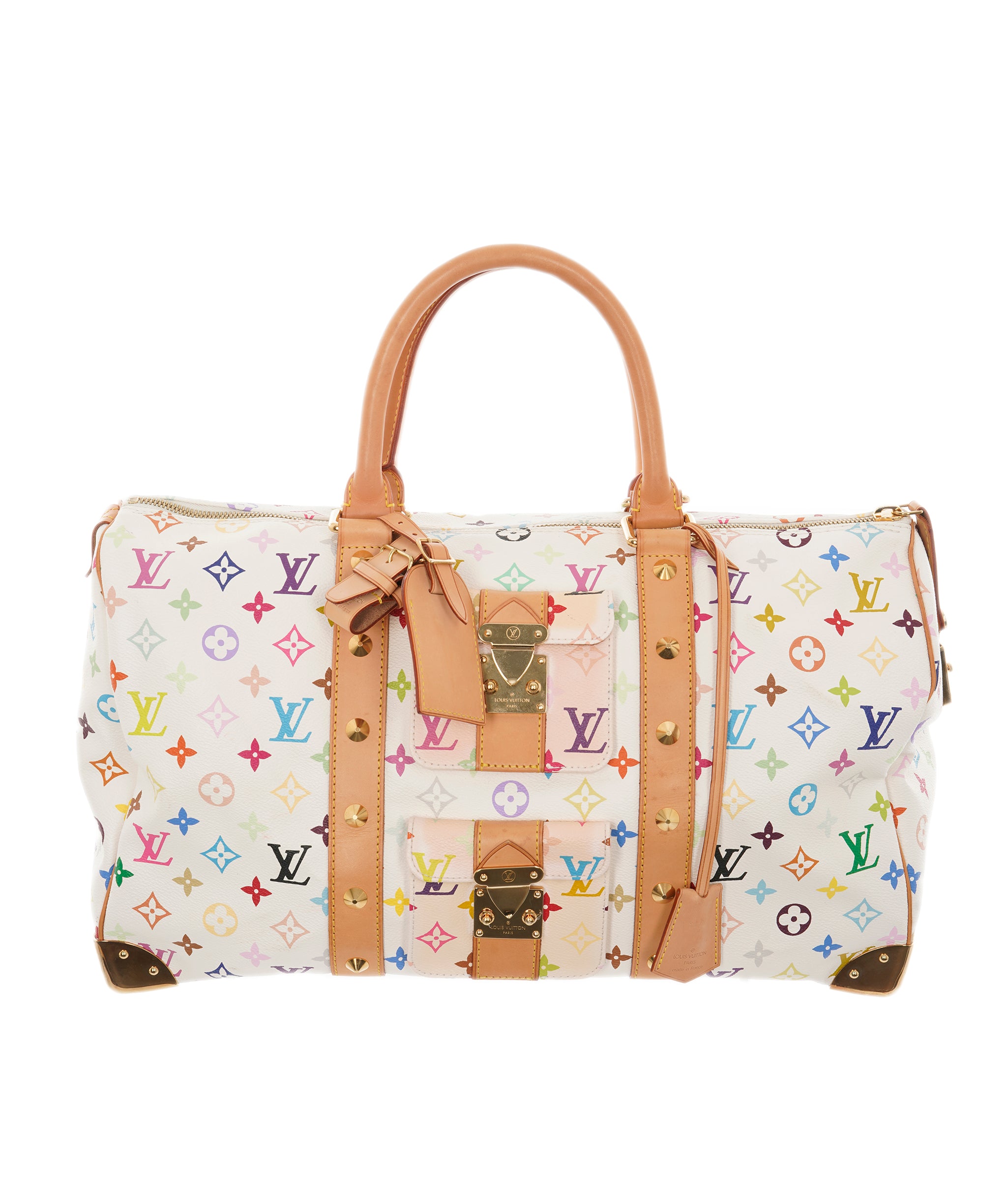 LOUIS VUITTON Monogram Multicolor Keepall 45 Boston Bag White M92641 Auth 67370A DBXS1745