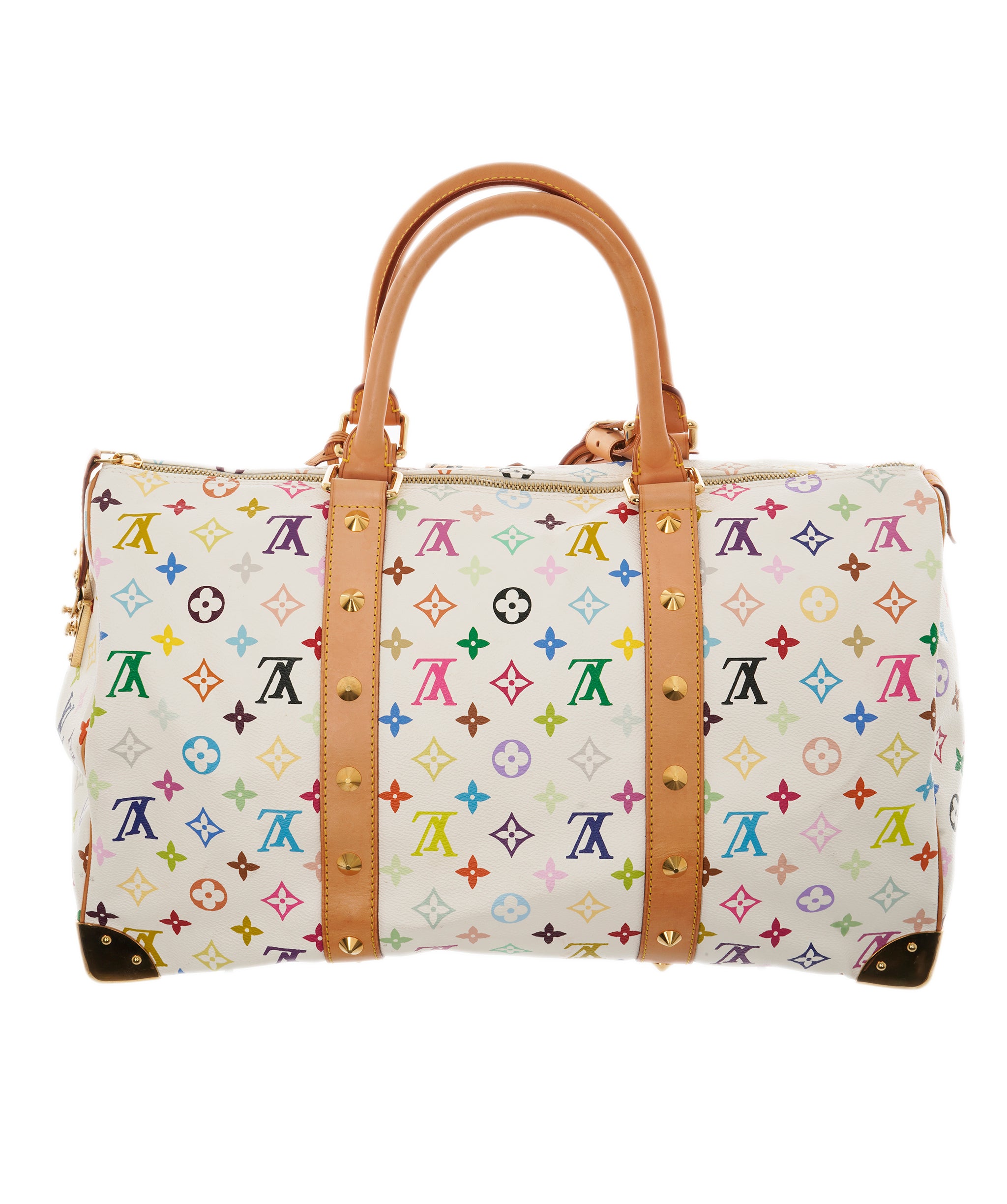 LOUIS VUITTON Monogram Multicolor Keepall 45 Boston Bag White M92641 Auth 67370A DBXS1745