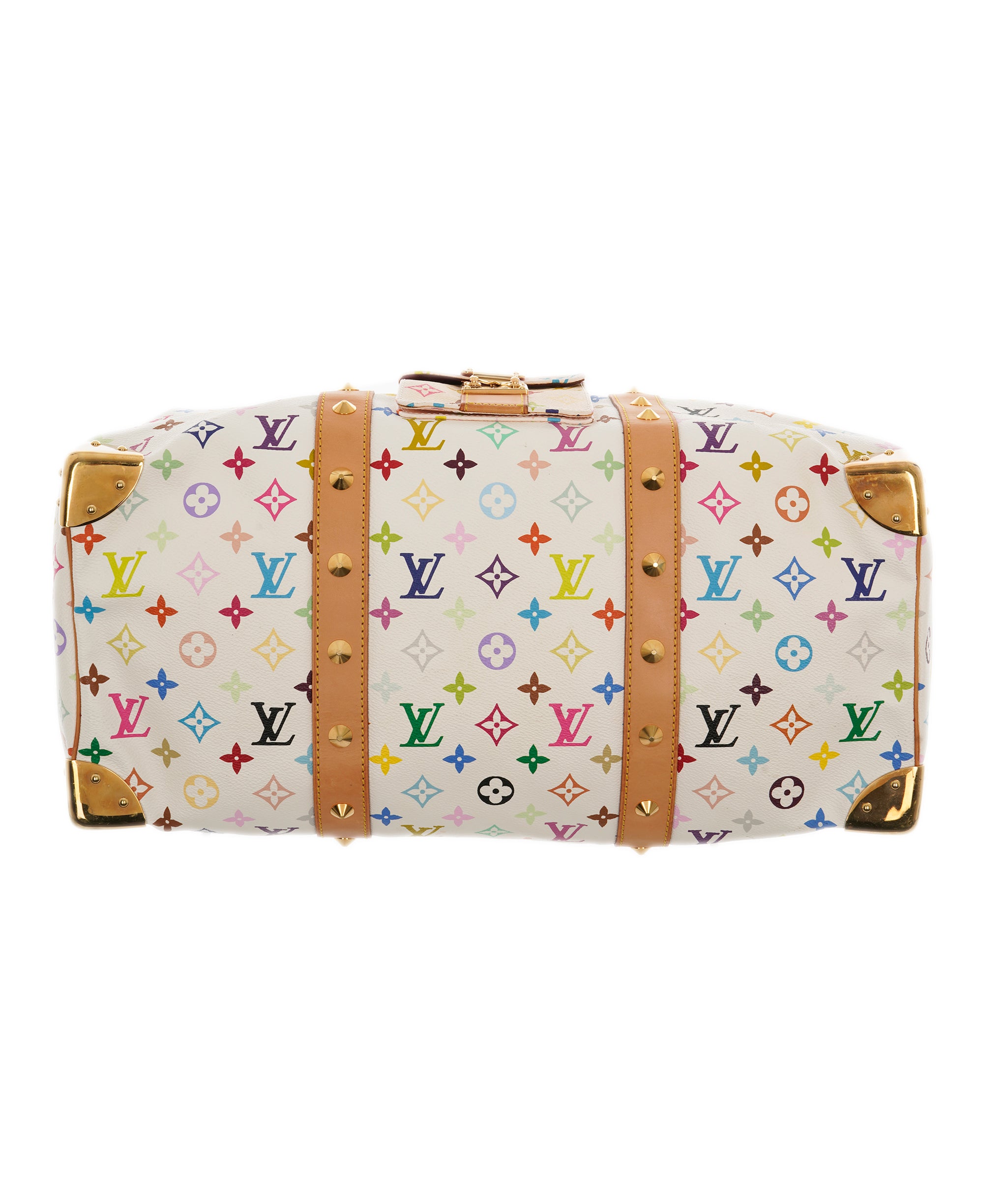 LOUIS VUITTON Monogram Multicolor Keepall 45 Boston Bag White M92641 Auth 67370A DBXS1745