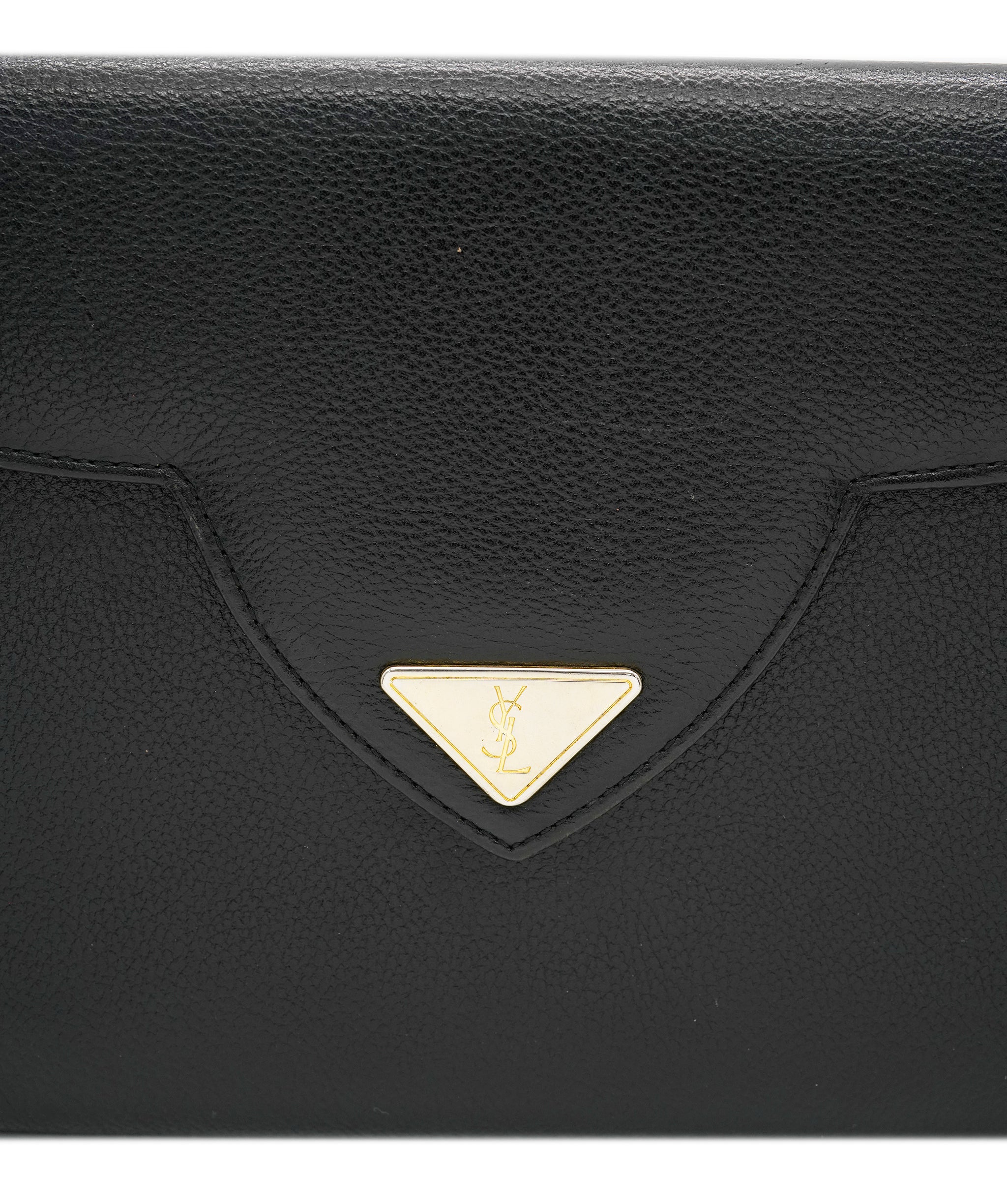 SAINT LAURENT Clutch Bag Leather Black Gold Auth yk15015 DBXS1707