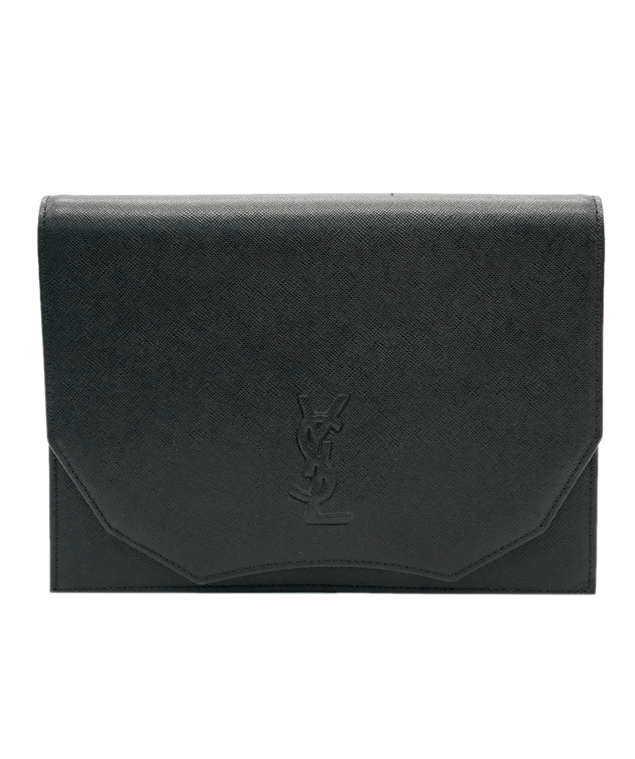 SAINT LAURENT Clutch Bag Leather Black Gold Auth yk14997 DBXS1708