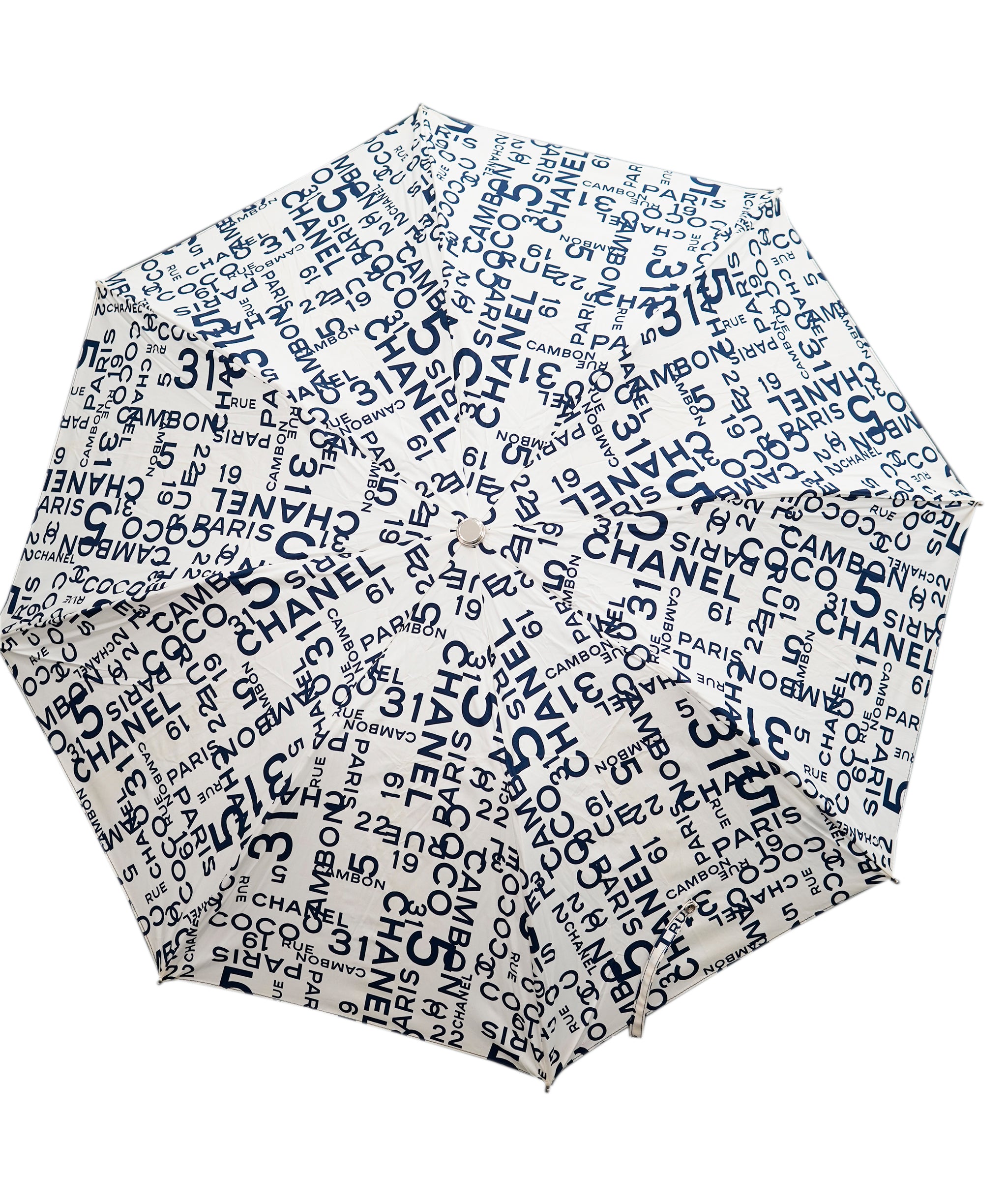 Chanel Cream & Navy Logo Umbrella - DBXS1646