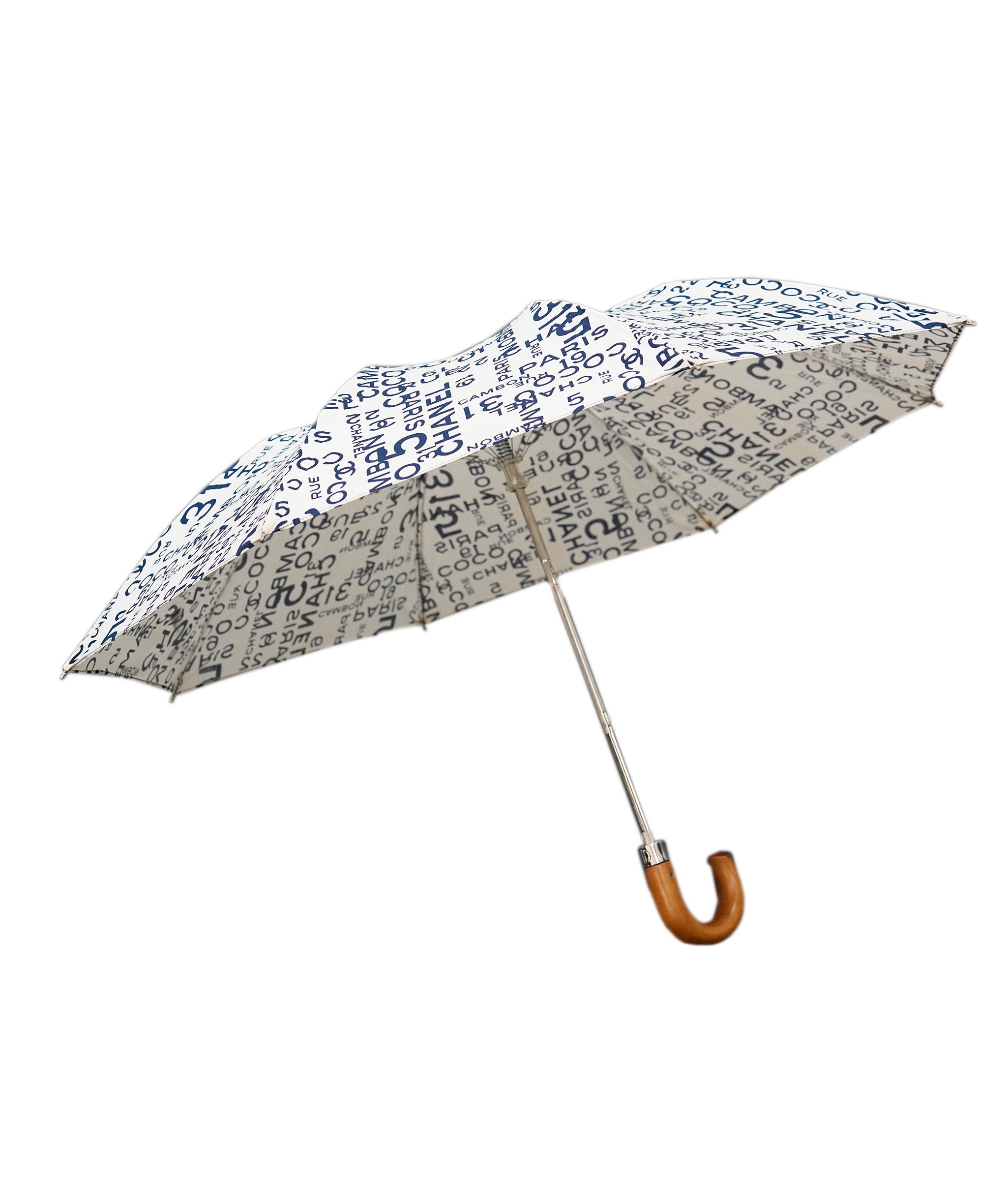 Chanel Cream & Navy Logo Umbrella - DBXS1646