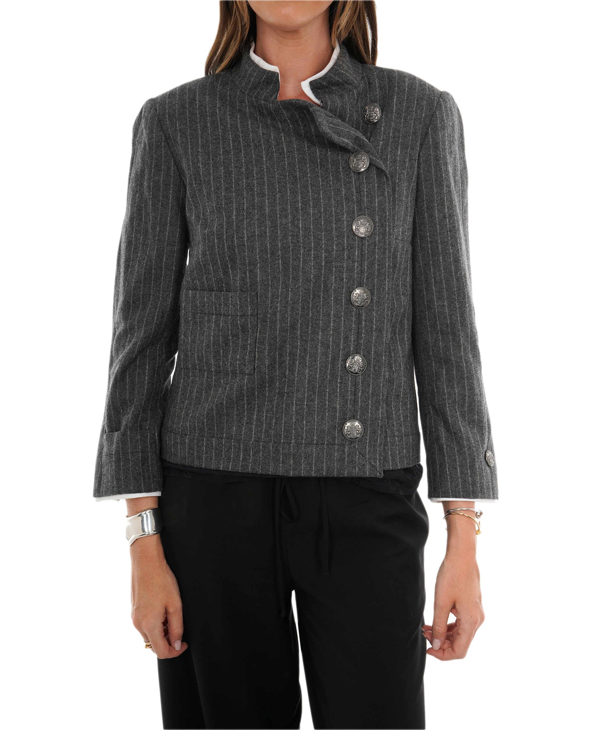 Chanel grey & white pinstripe jacket - AJC0761