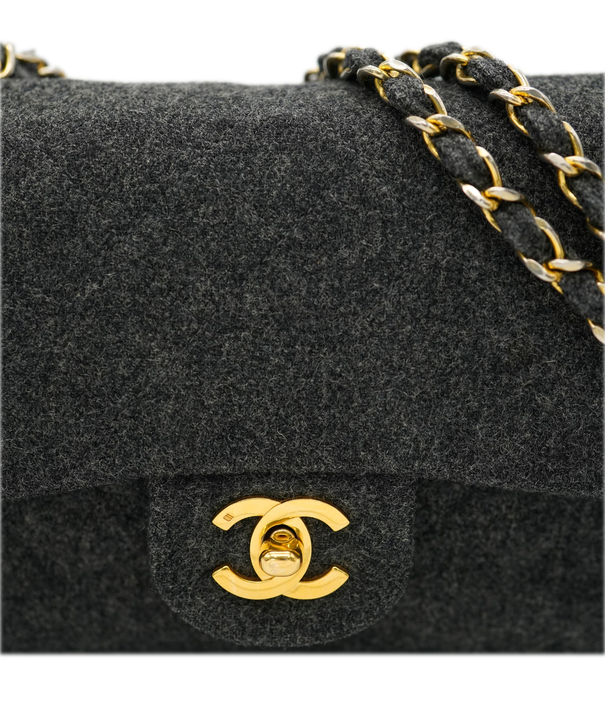 Chanel grey wool felt classic flap  AVC2130