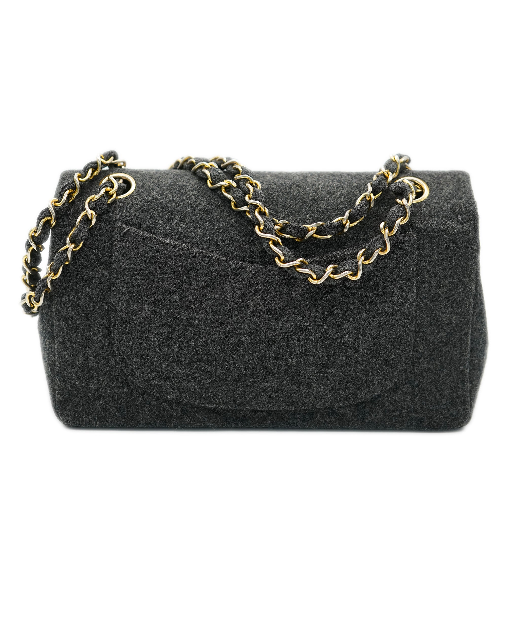 Chanel grey wool felt classic flap  AVC2130