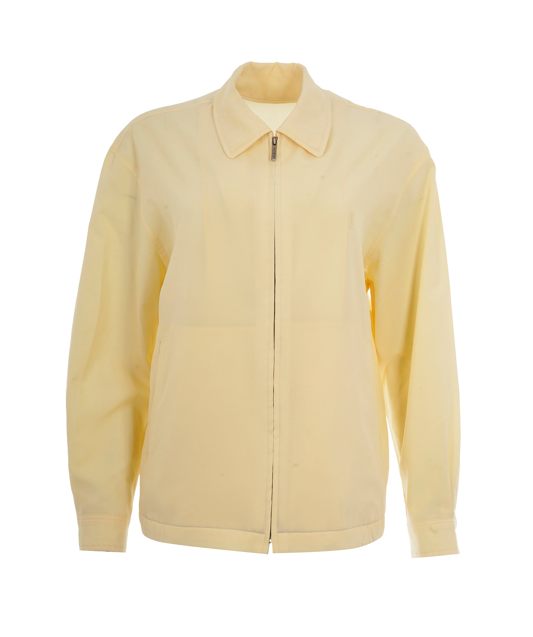 YSL Vintage Butter Yellow Embroidered Logo Bomber Jacket ALL0852