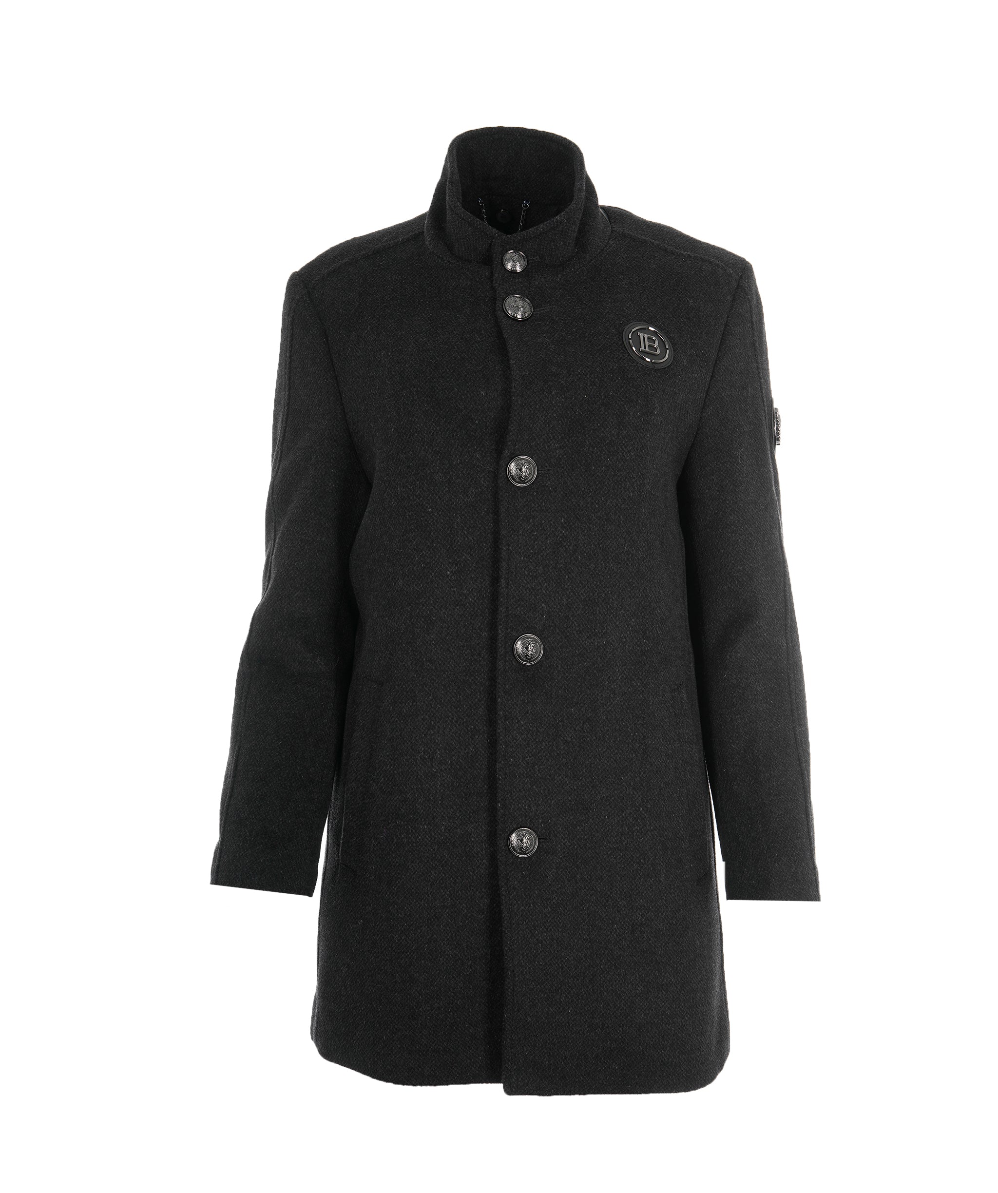 Balmain Grey Single Breasted Wool Coat  ALC1726