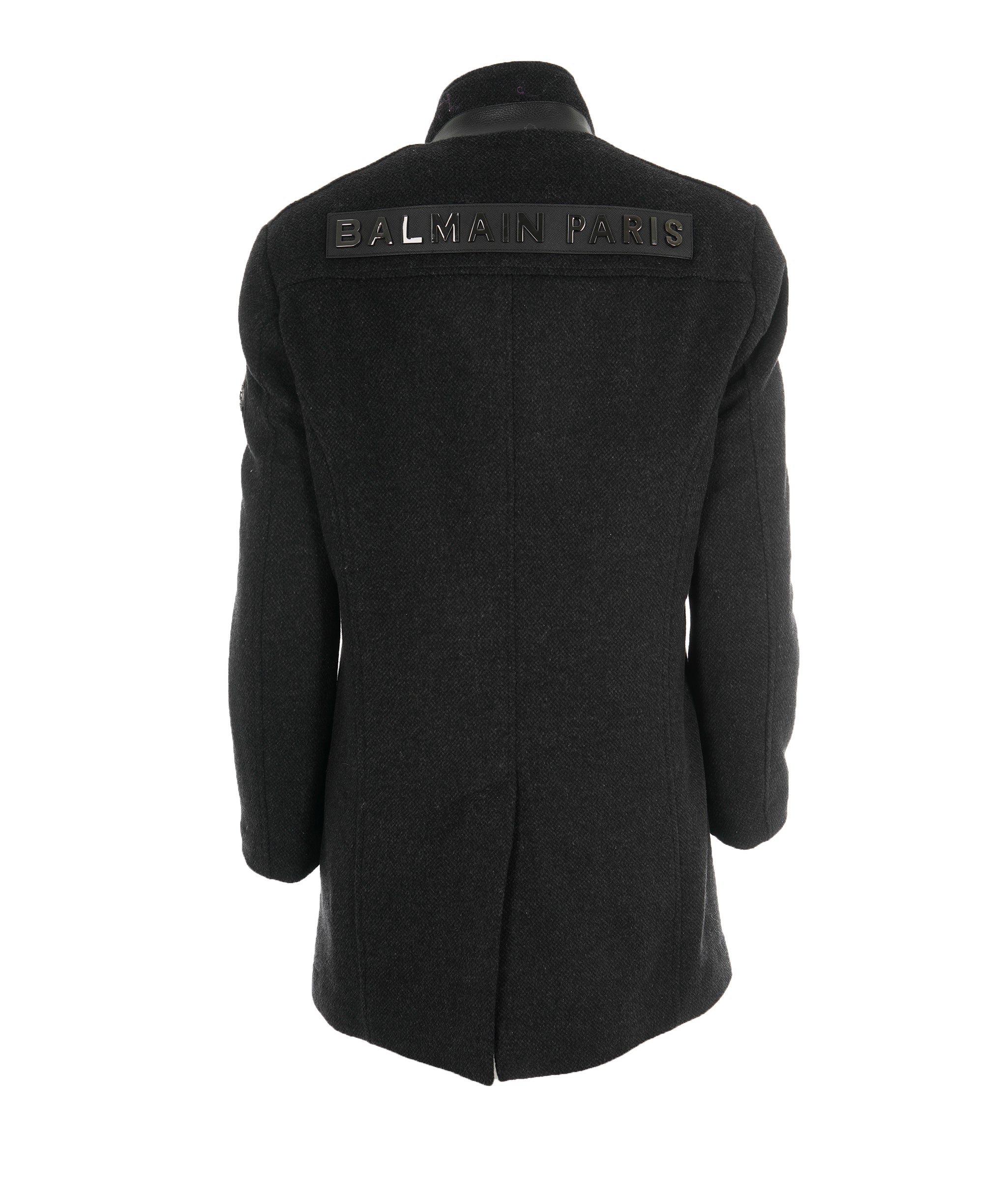 Balmain Grey Single Breasted Wool Coat  ALC1726