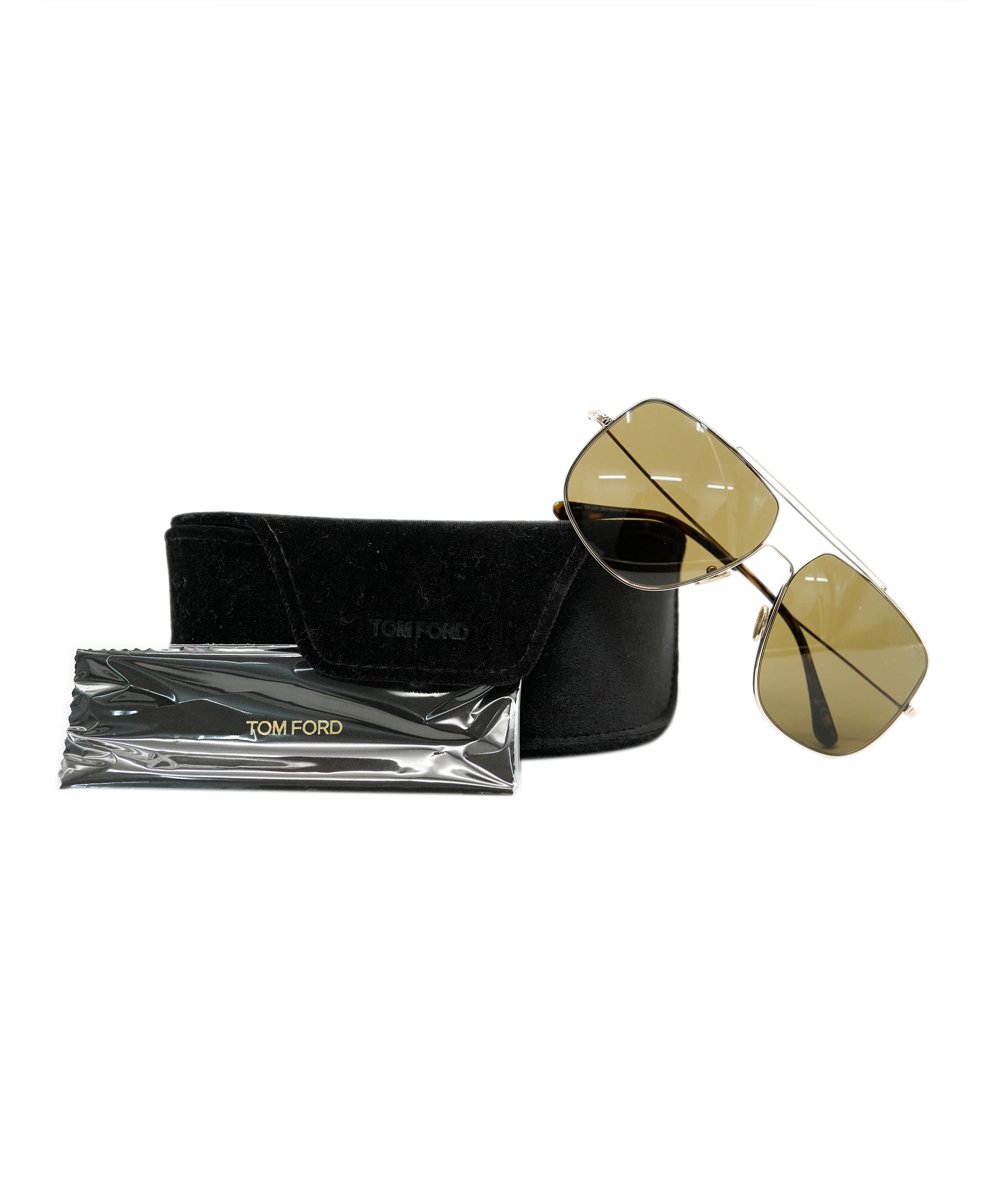 Tom Ford Sunglasses Liam Gold Brown Square Navigator Pilot FT0927 TF 927 28J ANL0006