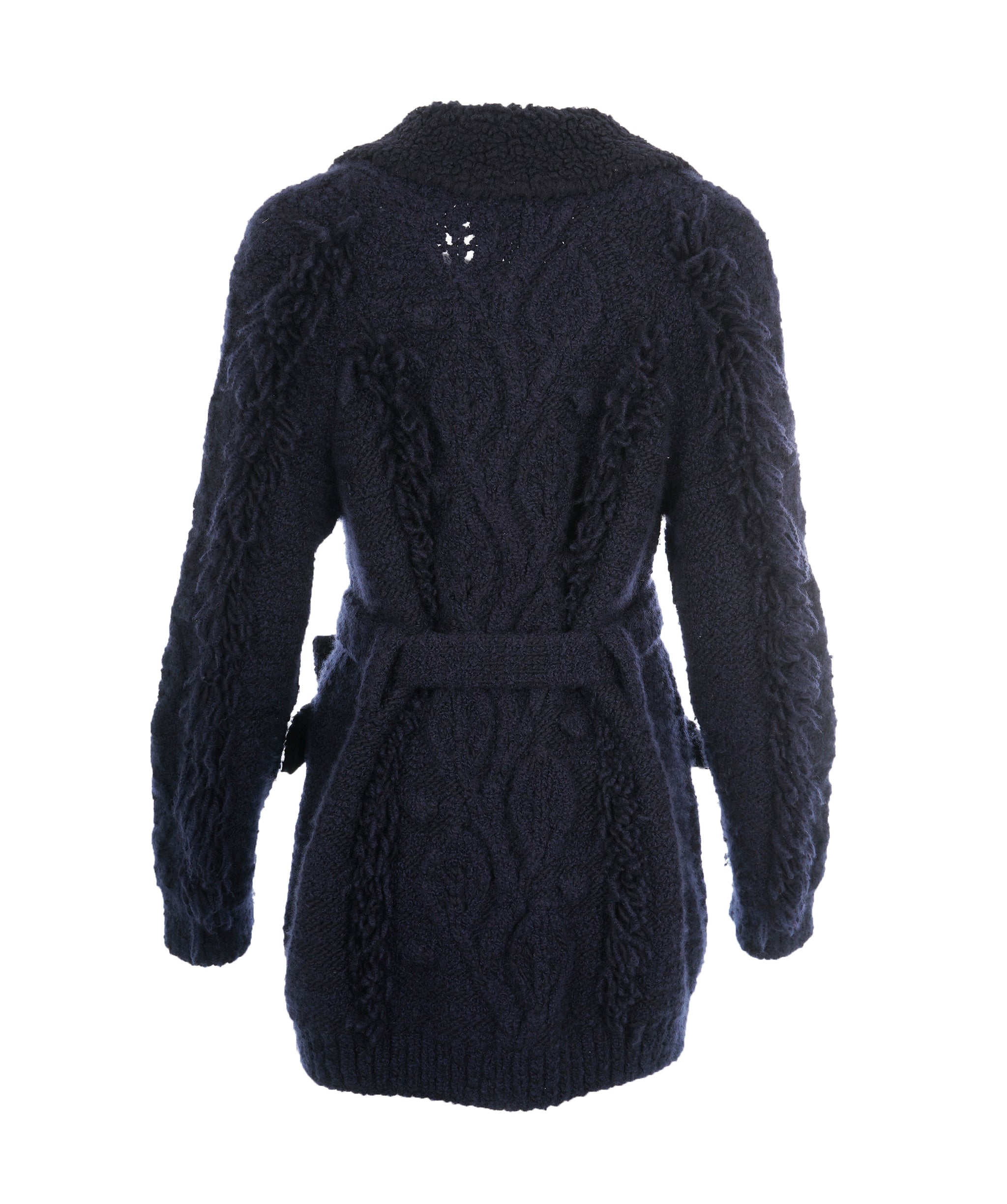 Chanel Rare CC Navy Long Wool Cardigan with Belt  ALC1787