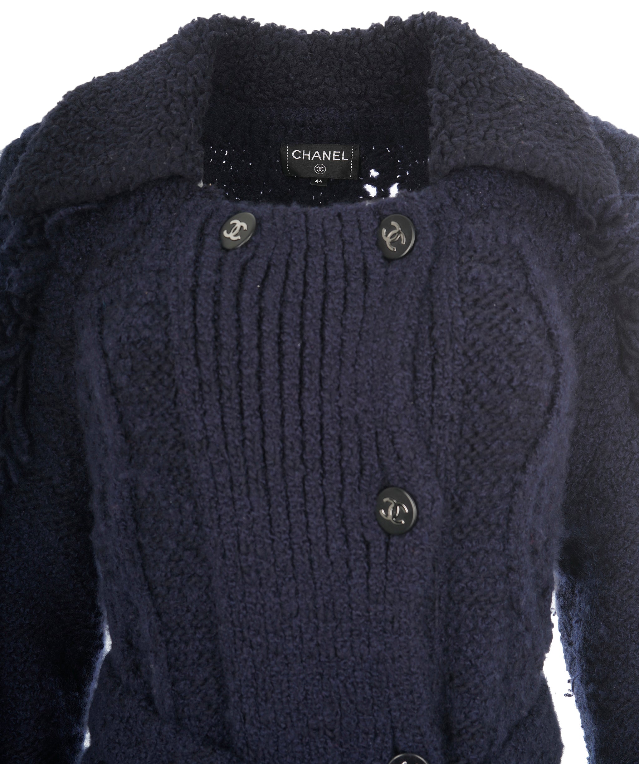 Chanel Rare CC Navy Long Wool Cardigan with Belt  ALC1787