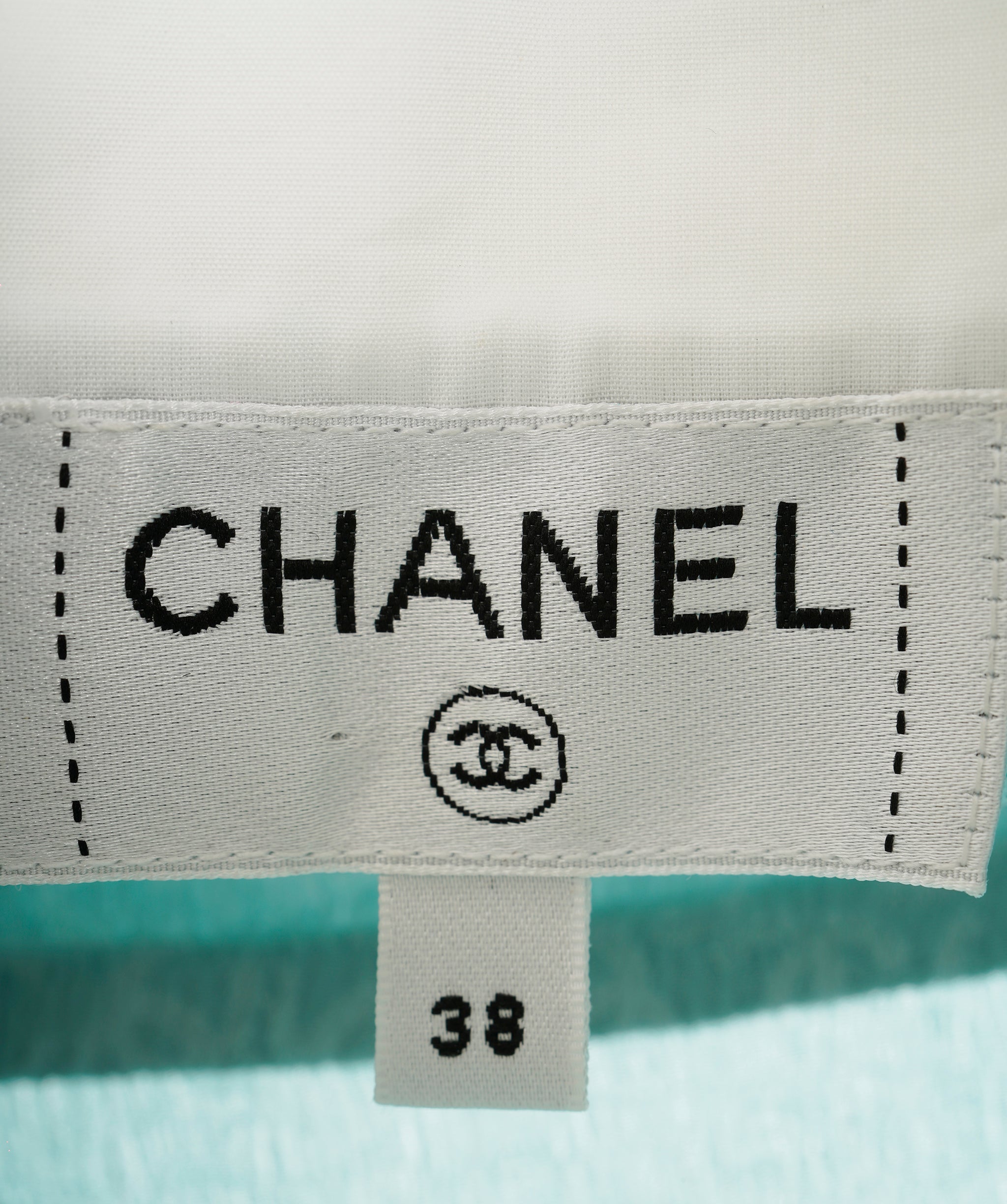 Chanel CC Blue Shirt with CC and Diamonte Detailed Button ALC1579