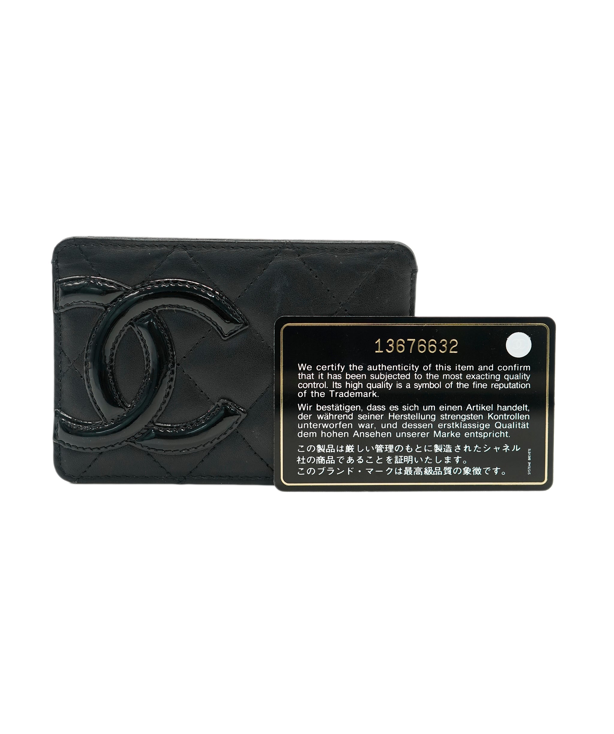 Chanel Black Quilted Lambskin Cambon Card Case ABC0903