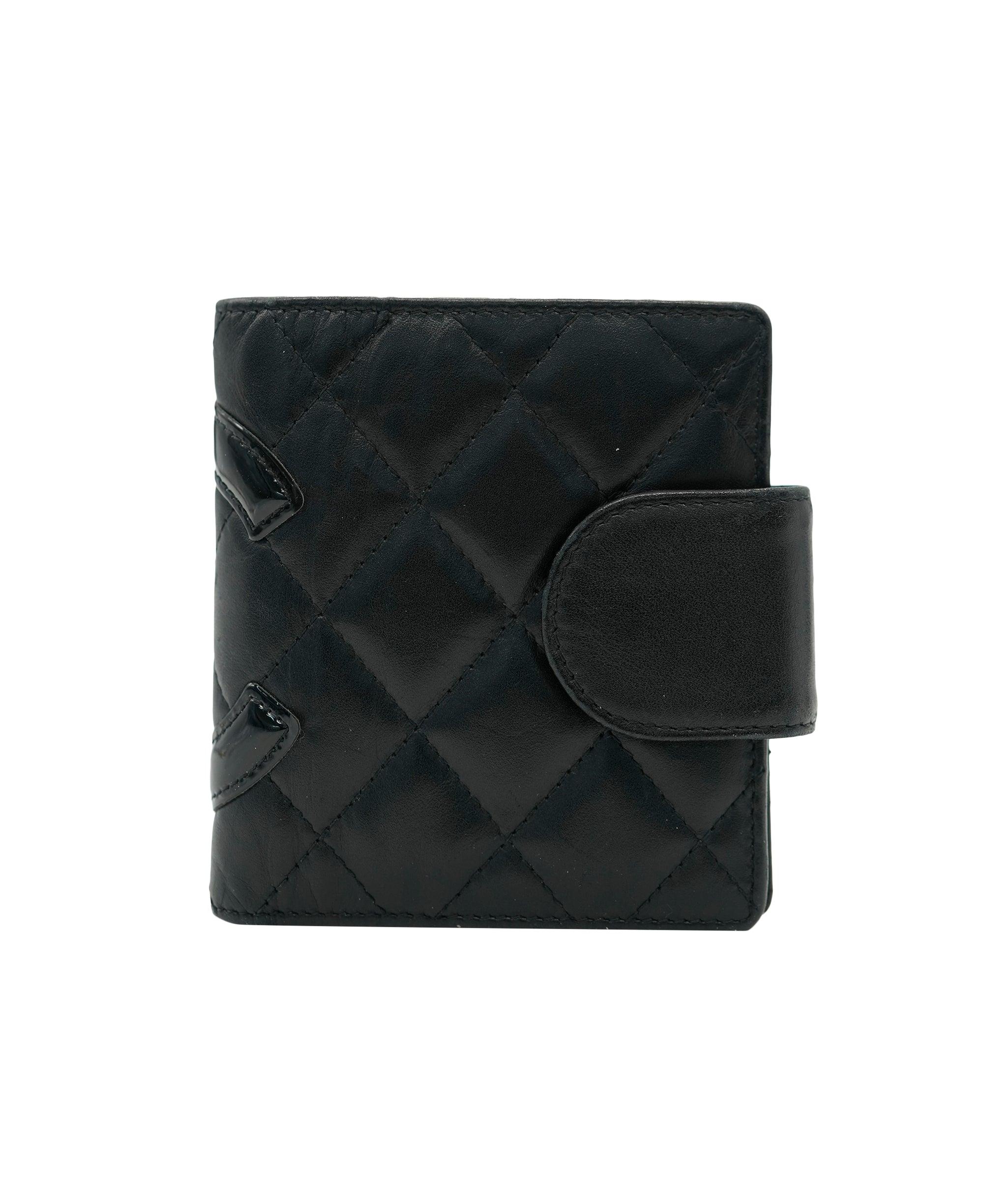 Chanel Black Quilted Lambskin Cambon Compact Wallet ABC0904