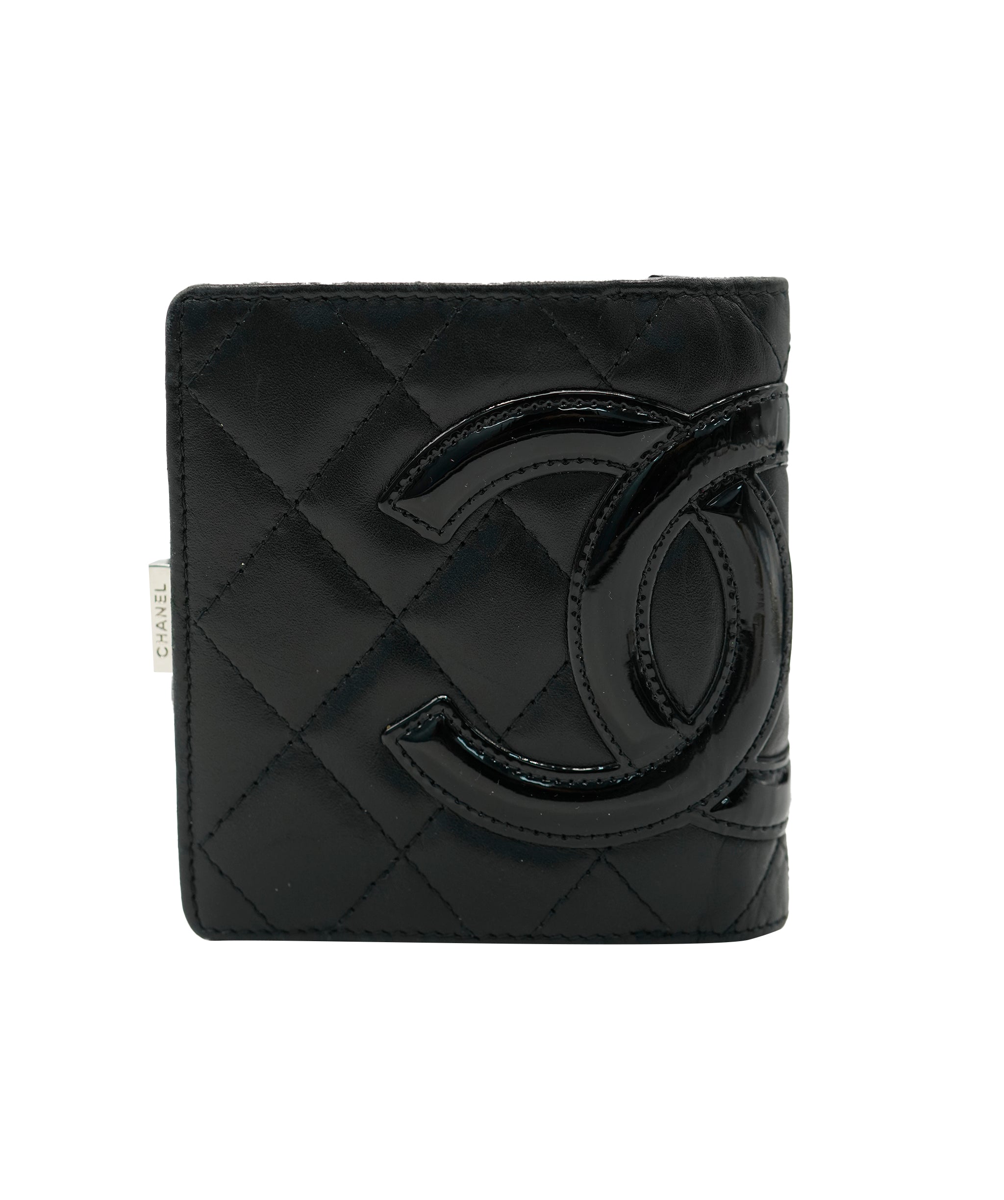 Chanel Black Quilted Lambskin Cambon Compact Wallet ABC0904