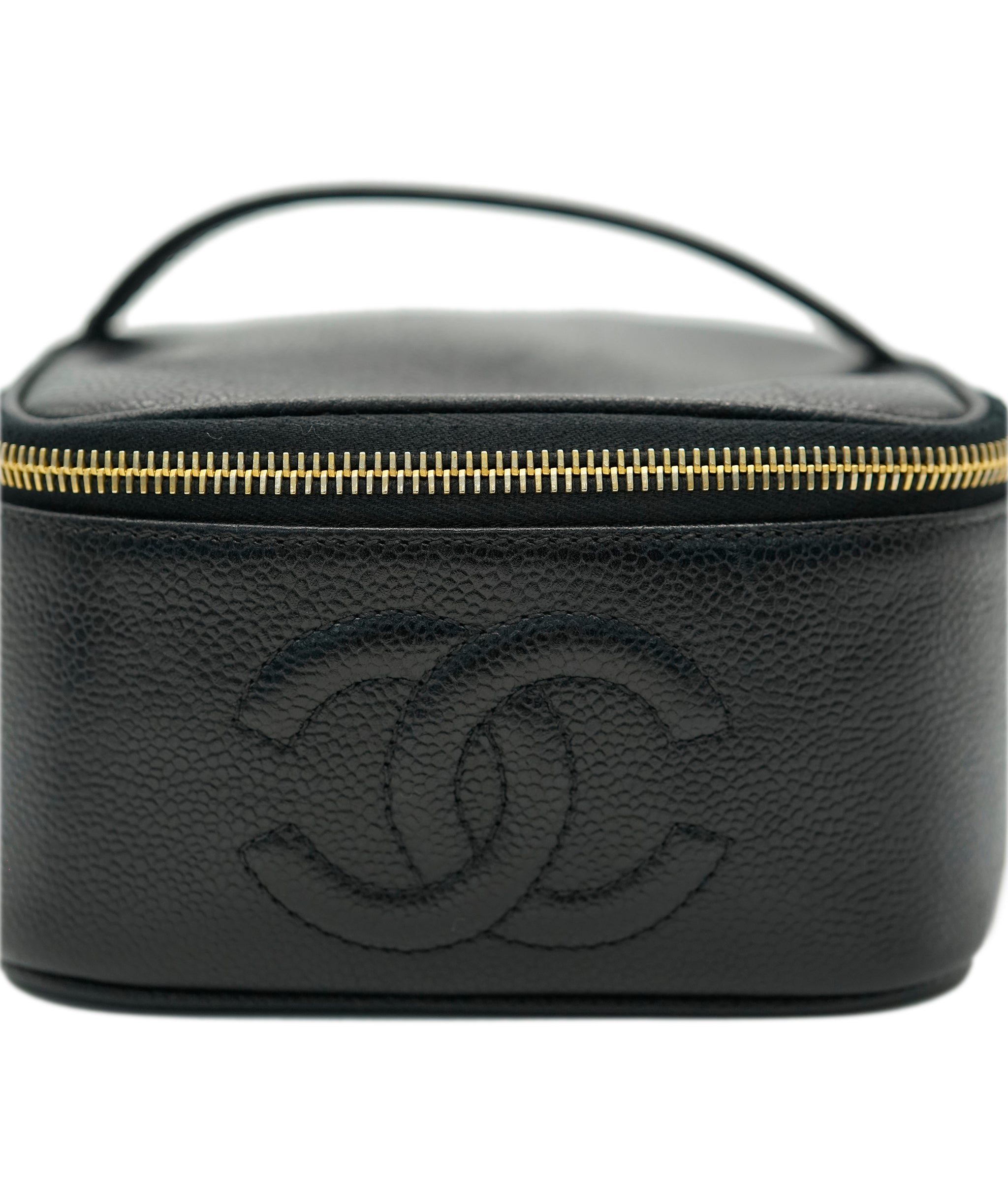 CHANEL VINTAGE VANITY HAND BAG BLACK CAVIAR SKIN 90247939 DBXS0642