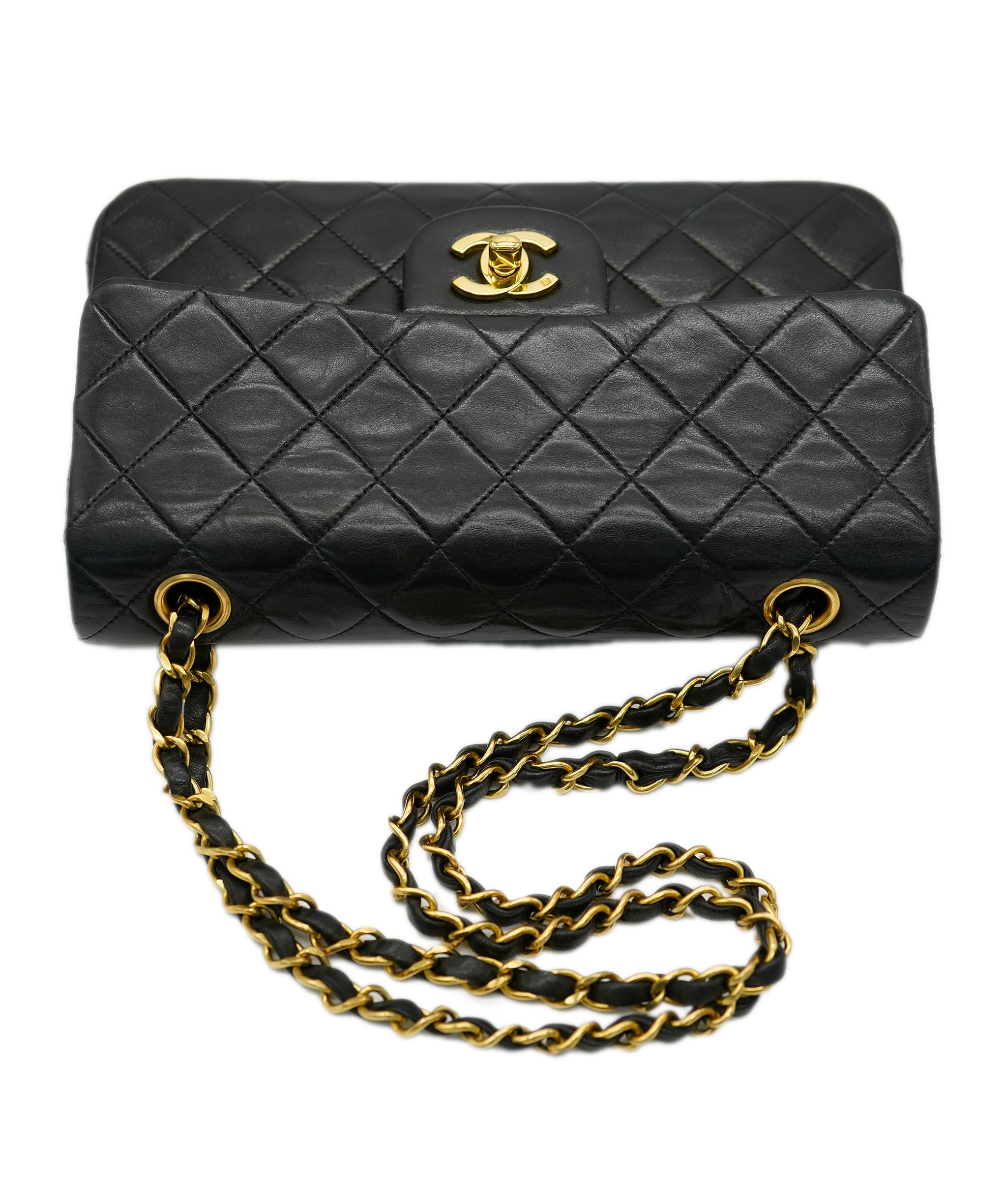 CHANEL VINTAGE CLASSIC FLAP SMALL CHAIN SHOULDER BAG BLACK LAMB SKIN 90240958 DBXS0661