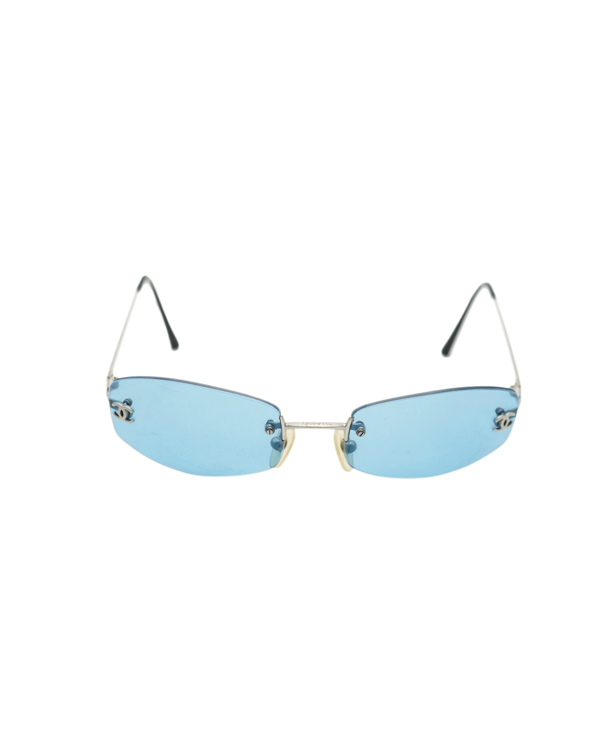 Chanel blue rimless vintage oval sunglasses - AJC0773