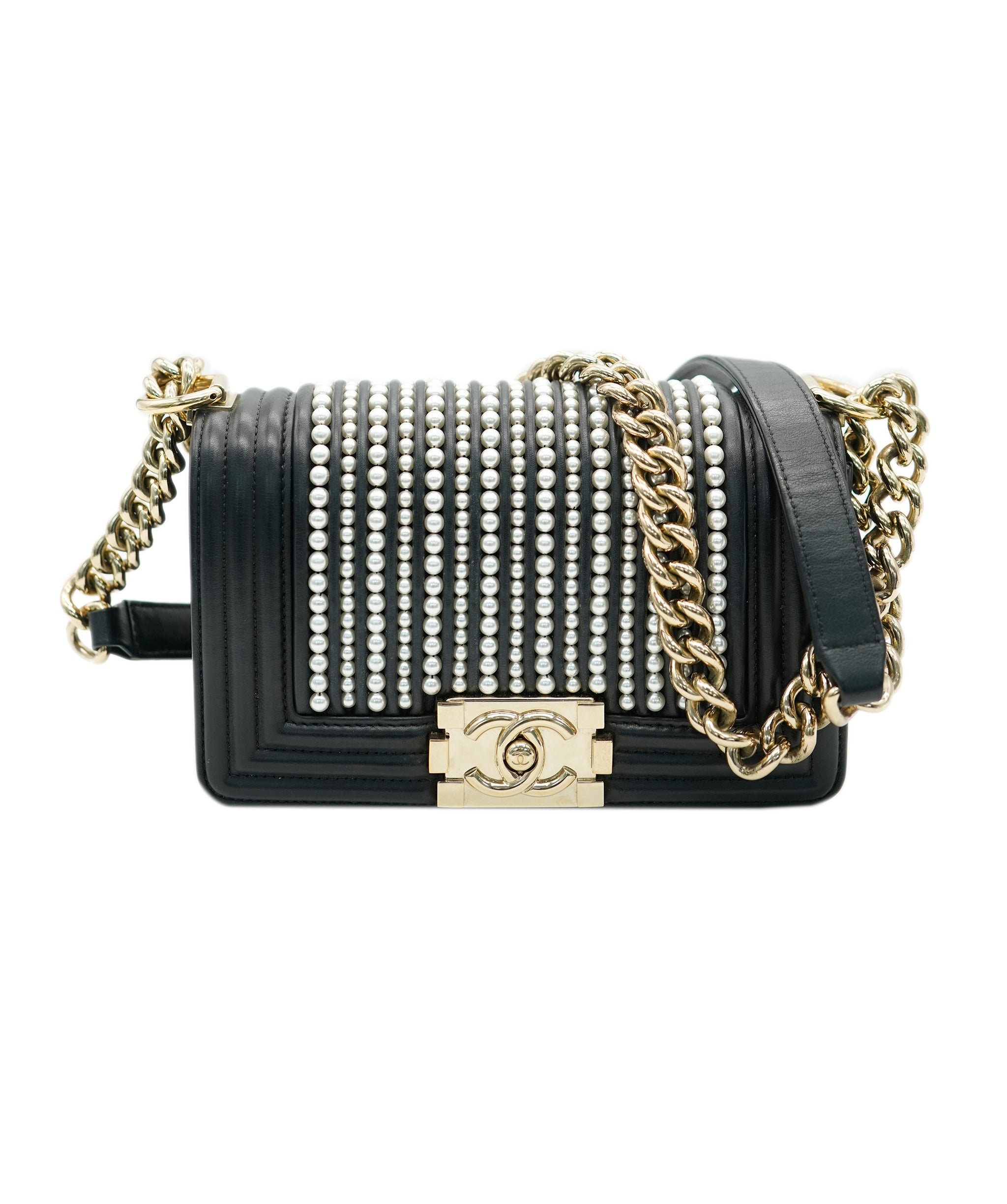 Chanel small pearl & black boy bag - AJC0777