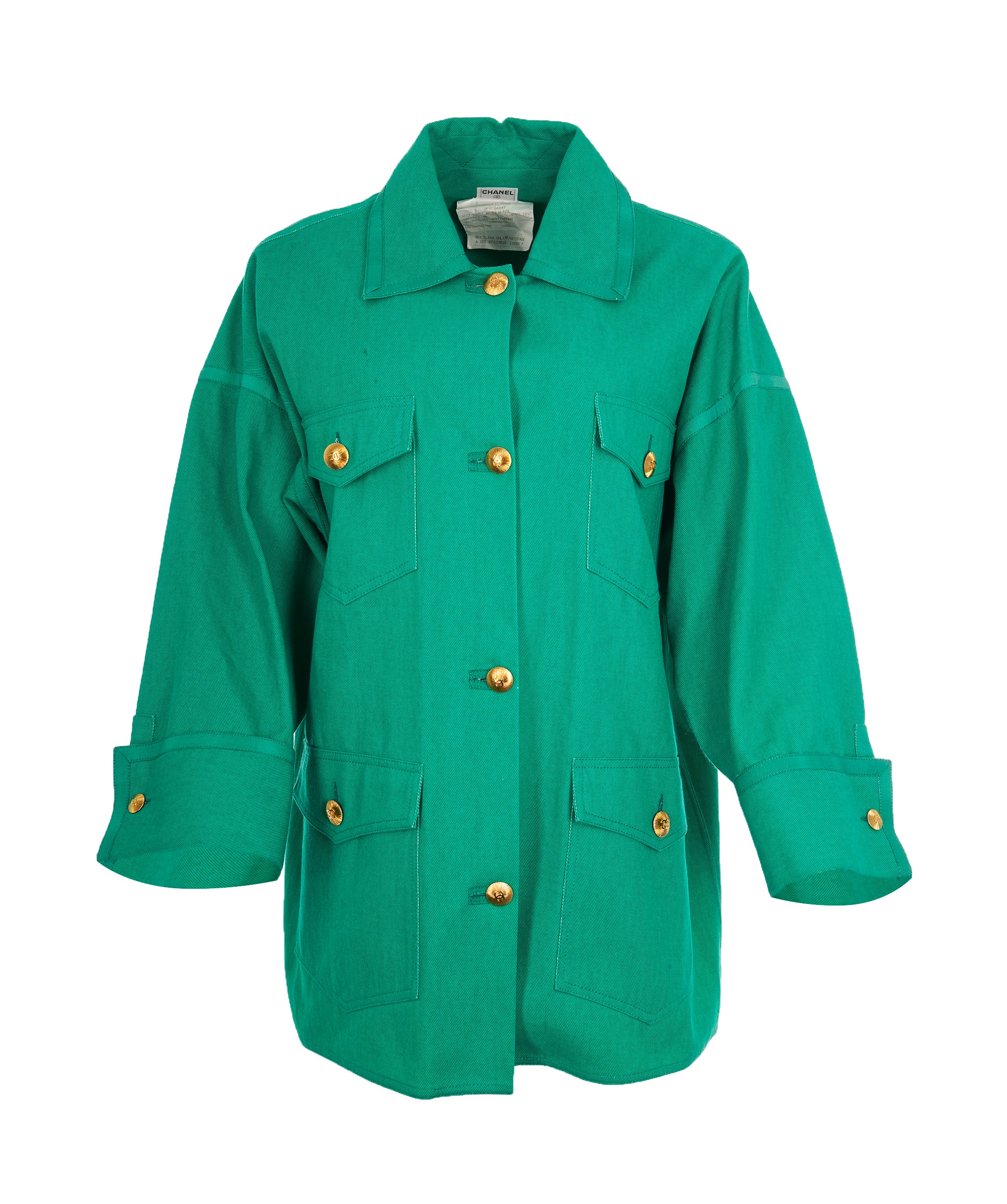 Chanel Green Denim Safari 1980's jacket  - AJC0771