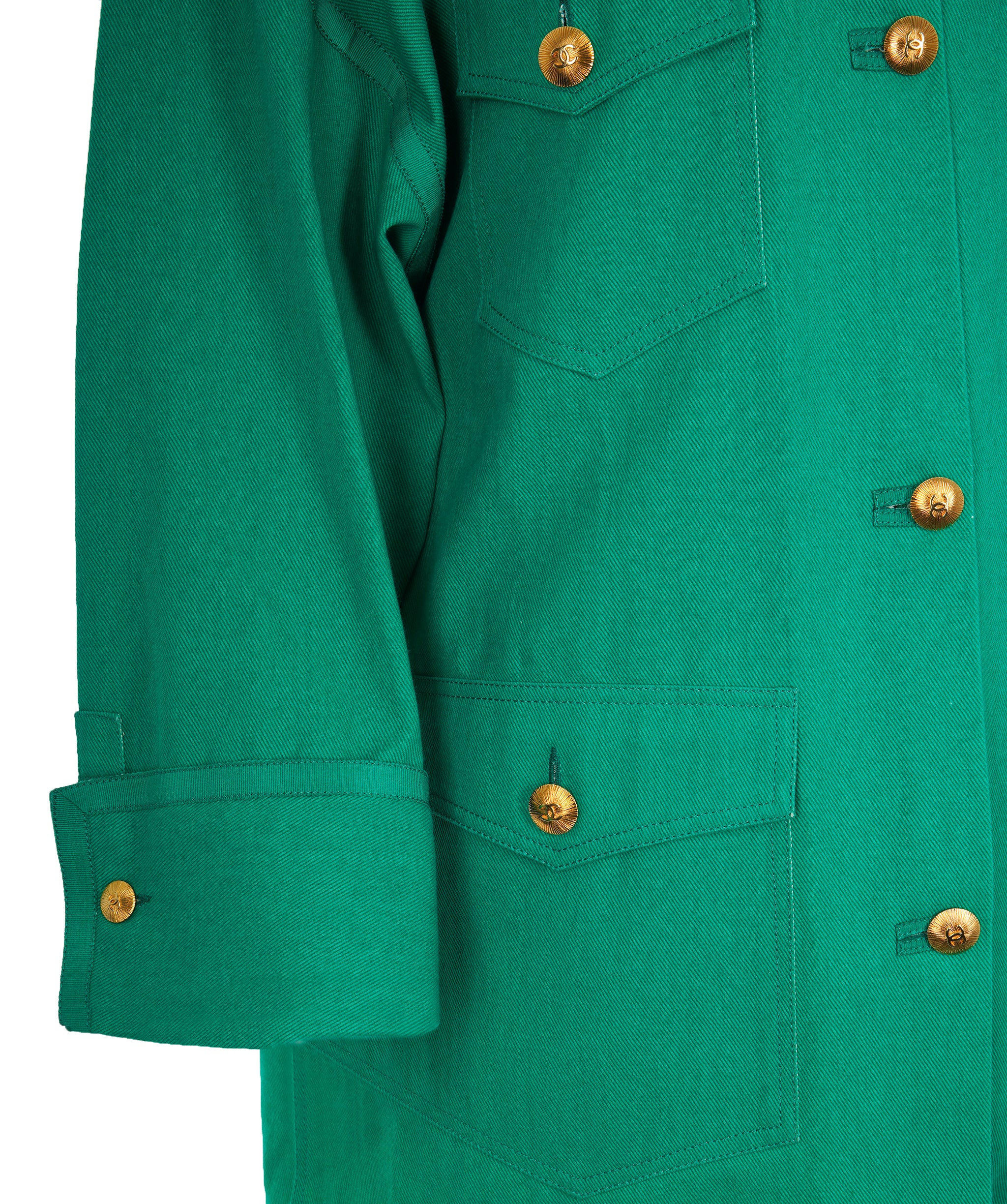 Chanel Green Denim Safari 1980's jacket  - AJC0771