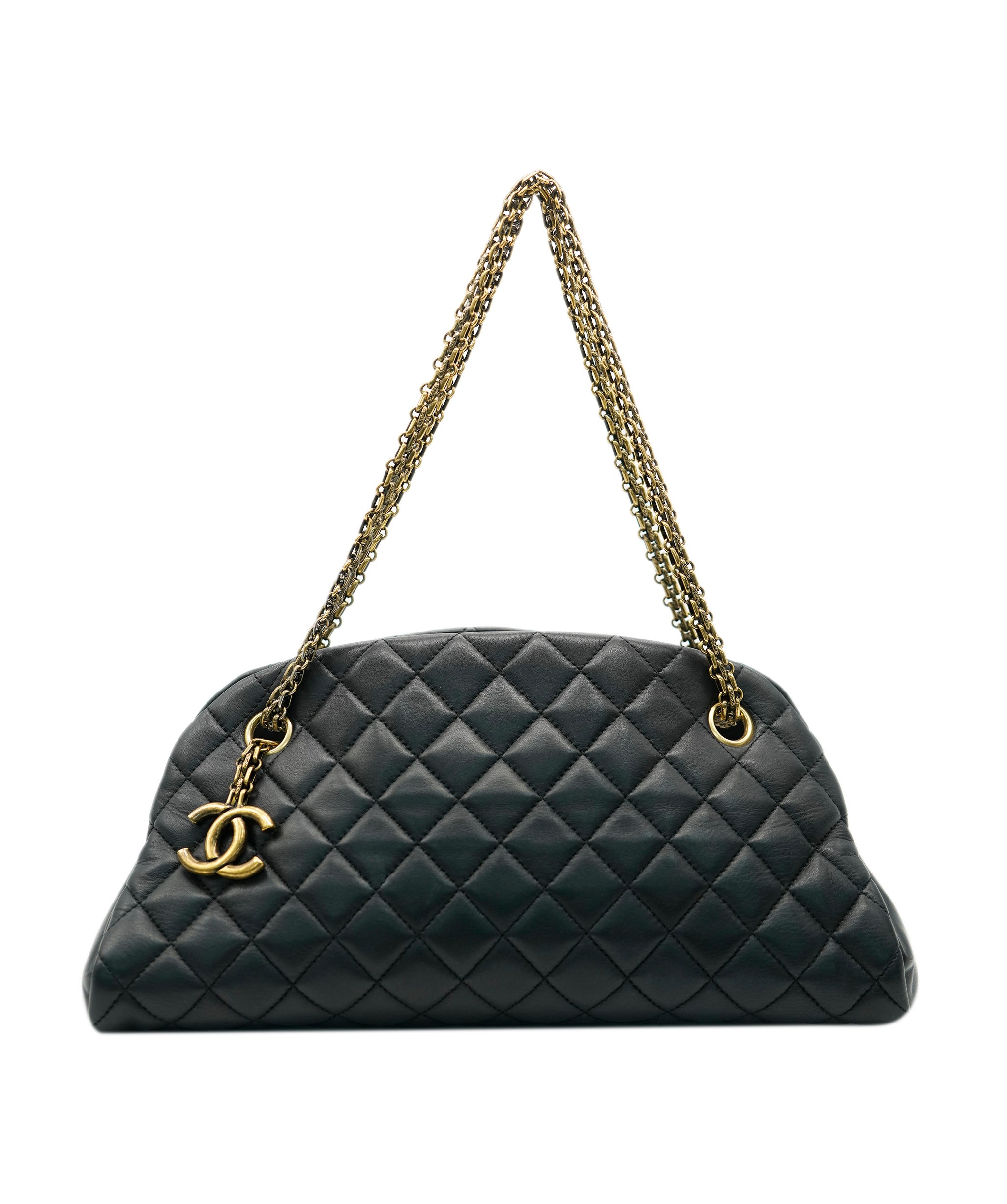 CHANEL MADEMOISELLE BOWLING CHAIN TOTE BAG BLACK LAMB SKIN 90213934 DBXS0663