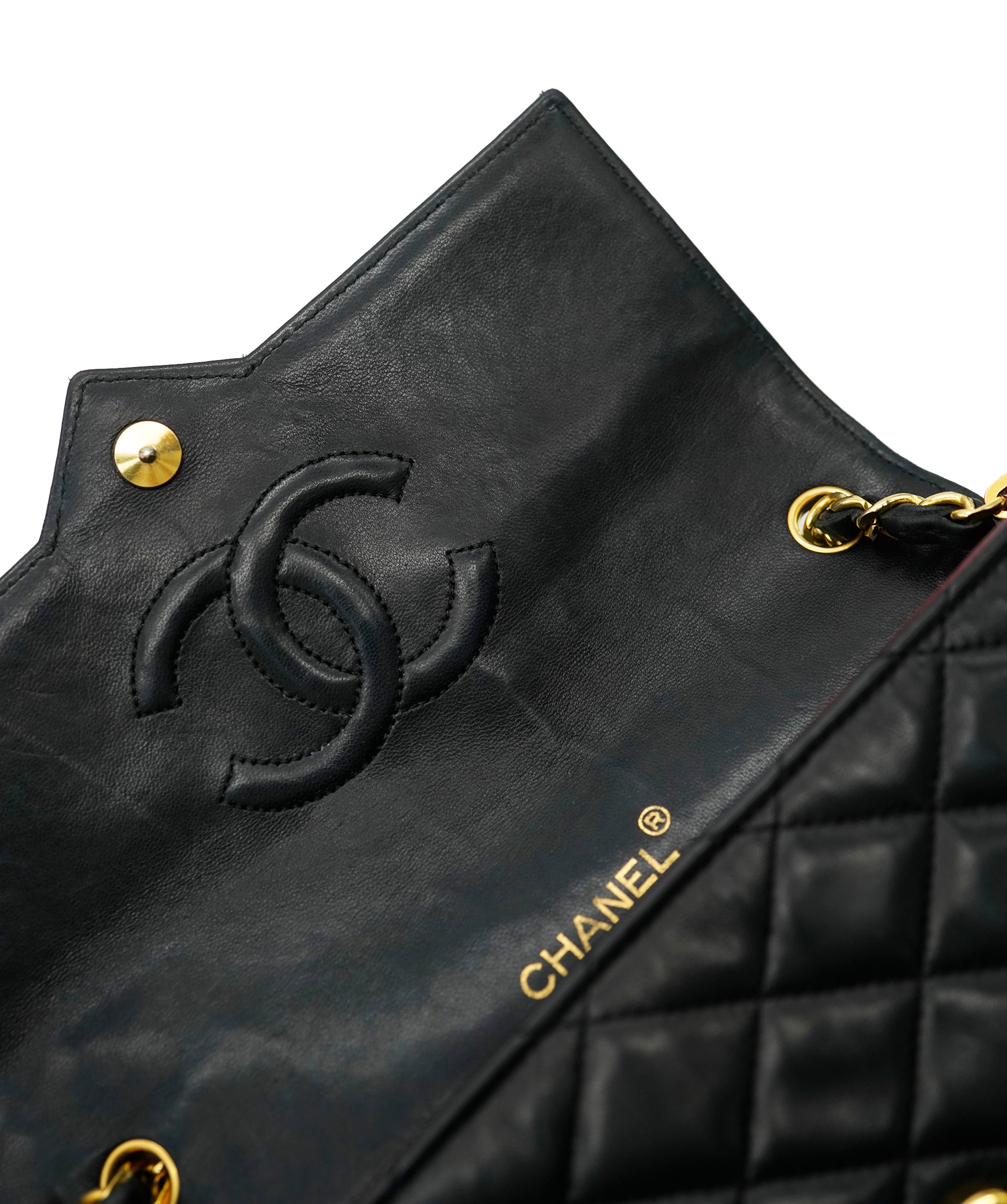 CHANEL VINTAGE BIG COCO MATELASSE CHAIN SHOULDER BAG BLACK LAMB SKIN 90242320 DBXS0656