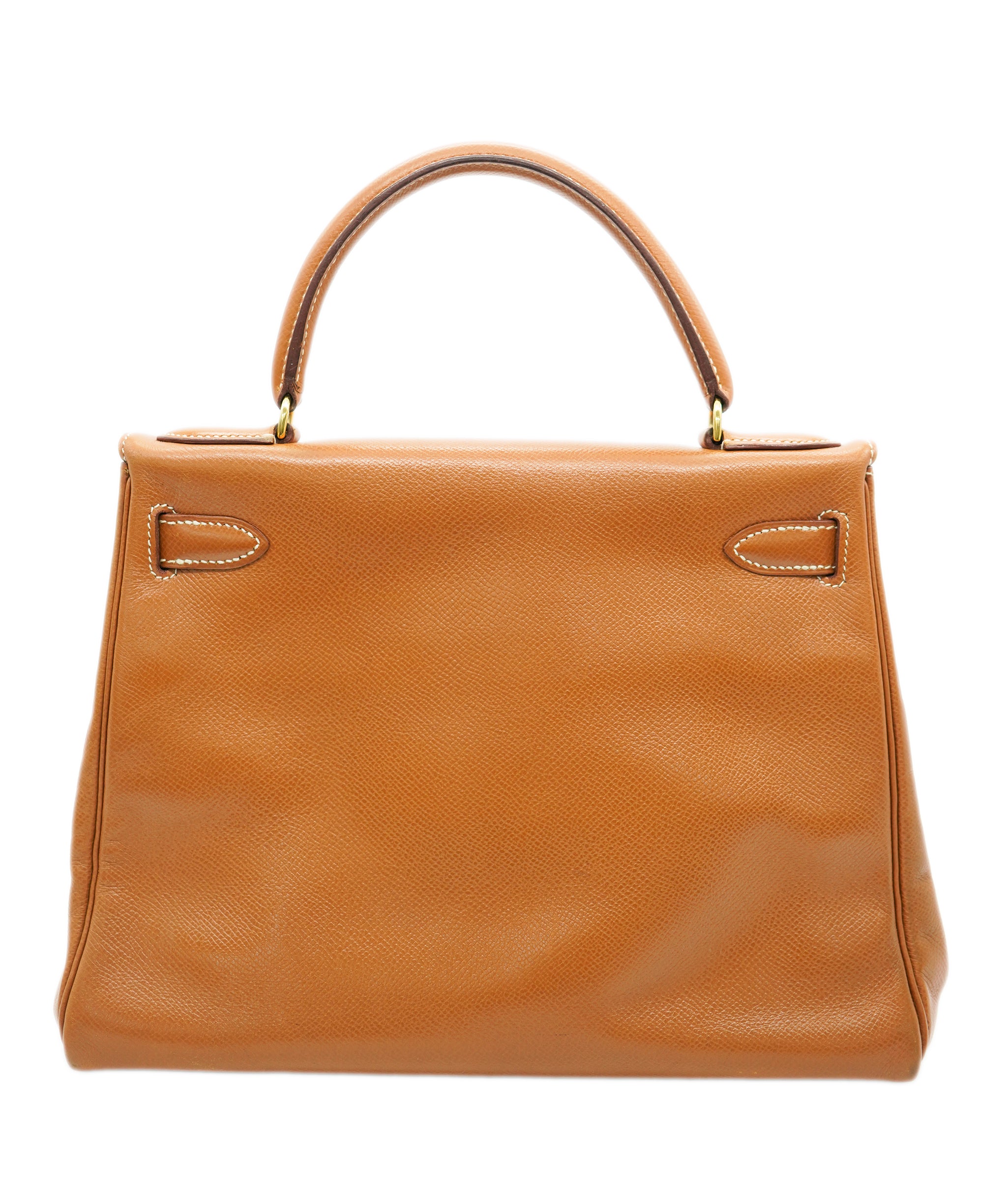 HERMES KELLY 28 RETOURNE GOLD COUCHEVEL HAND SHOULDER BAG 〇U 90243549 DBXS0652