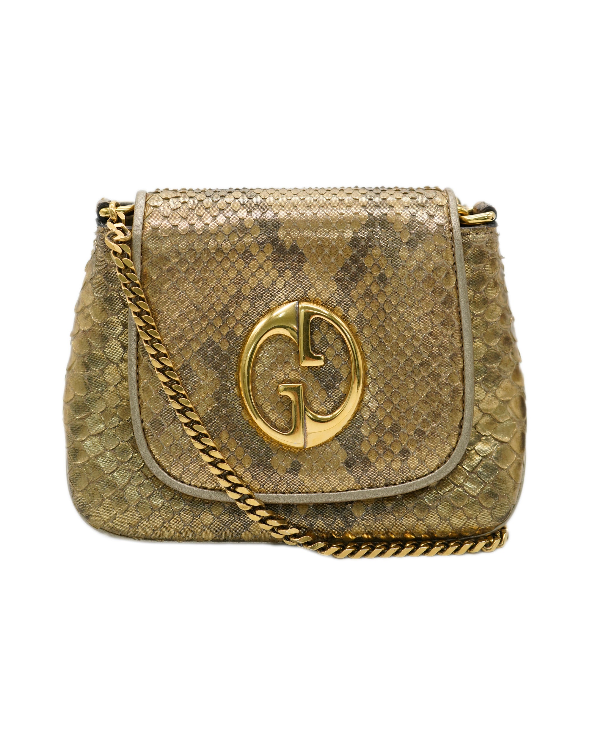 Gucci vintage python gold crossbody bag  - AJC0783