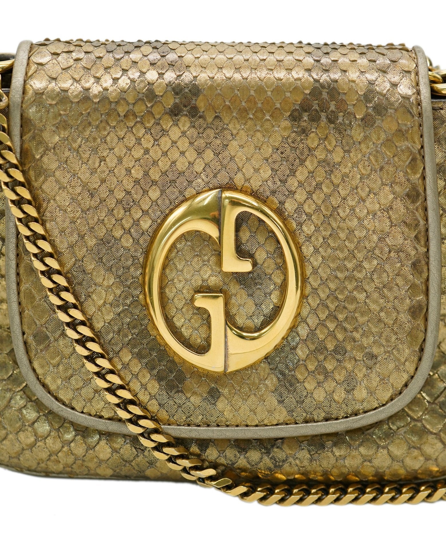 Gucci vintage python gold crossbody bag  - AJC0783