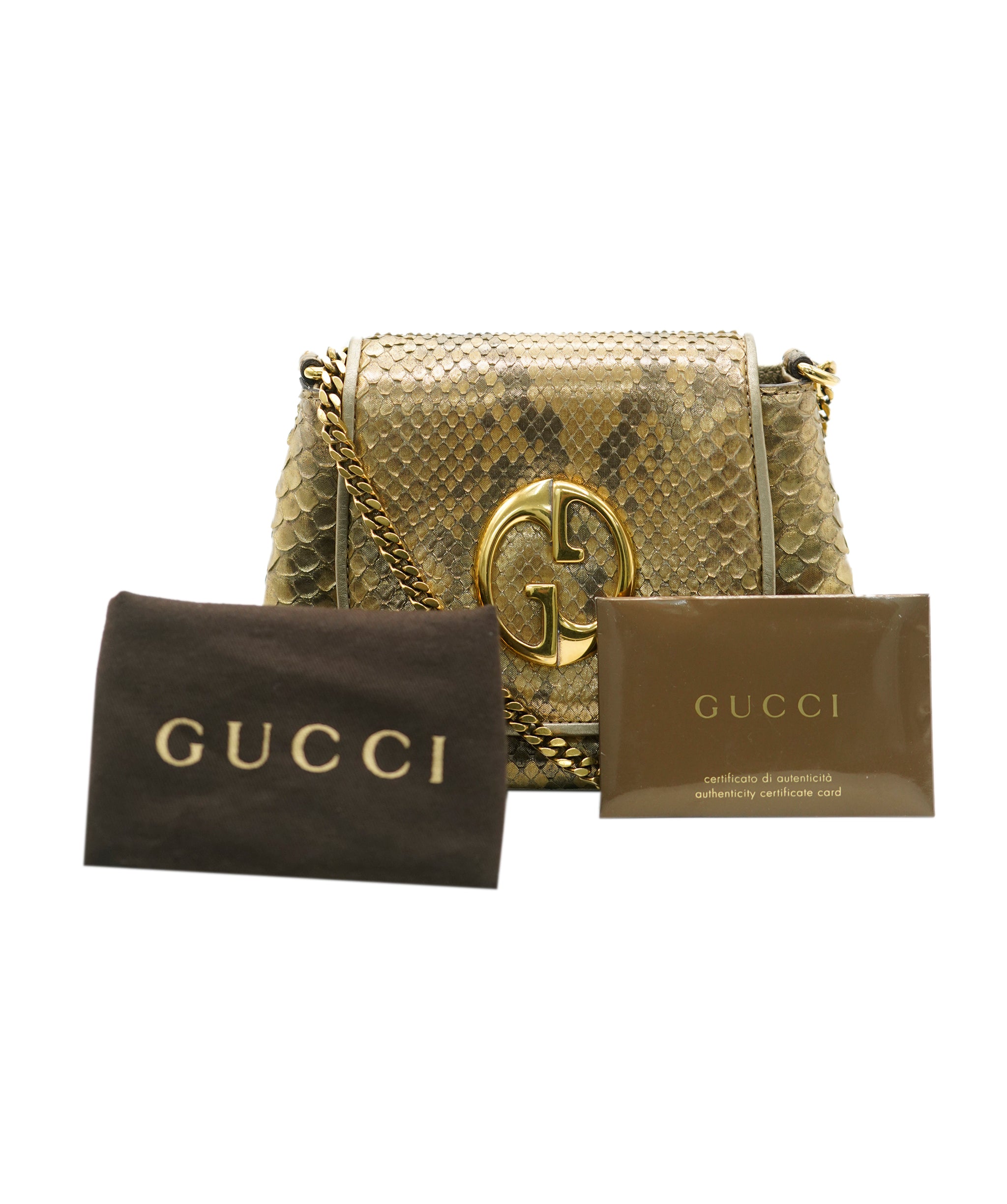 Gucci vintage python gold crossbody bag  - AJC0783