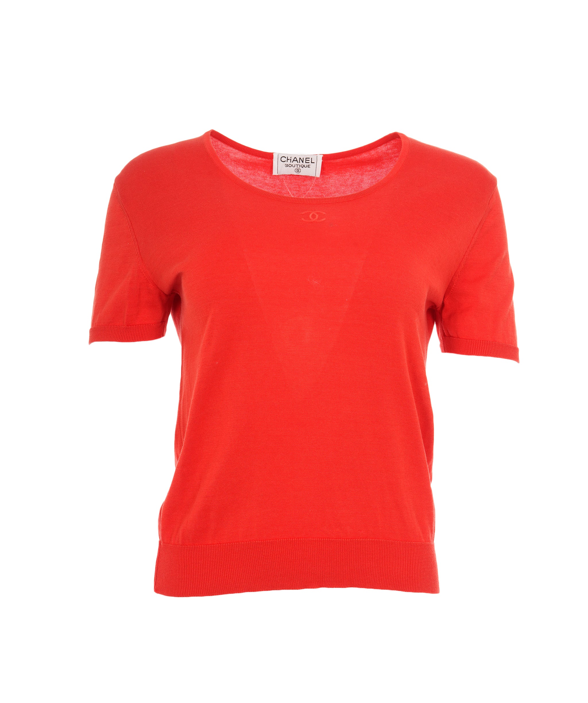 Chanel CC Sleeve Knit Top Orange Red ASL10852