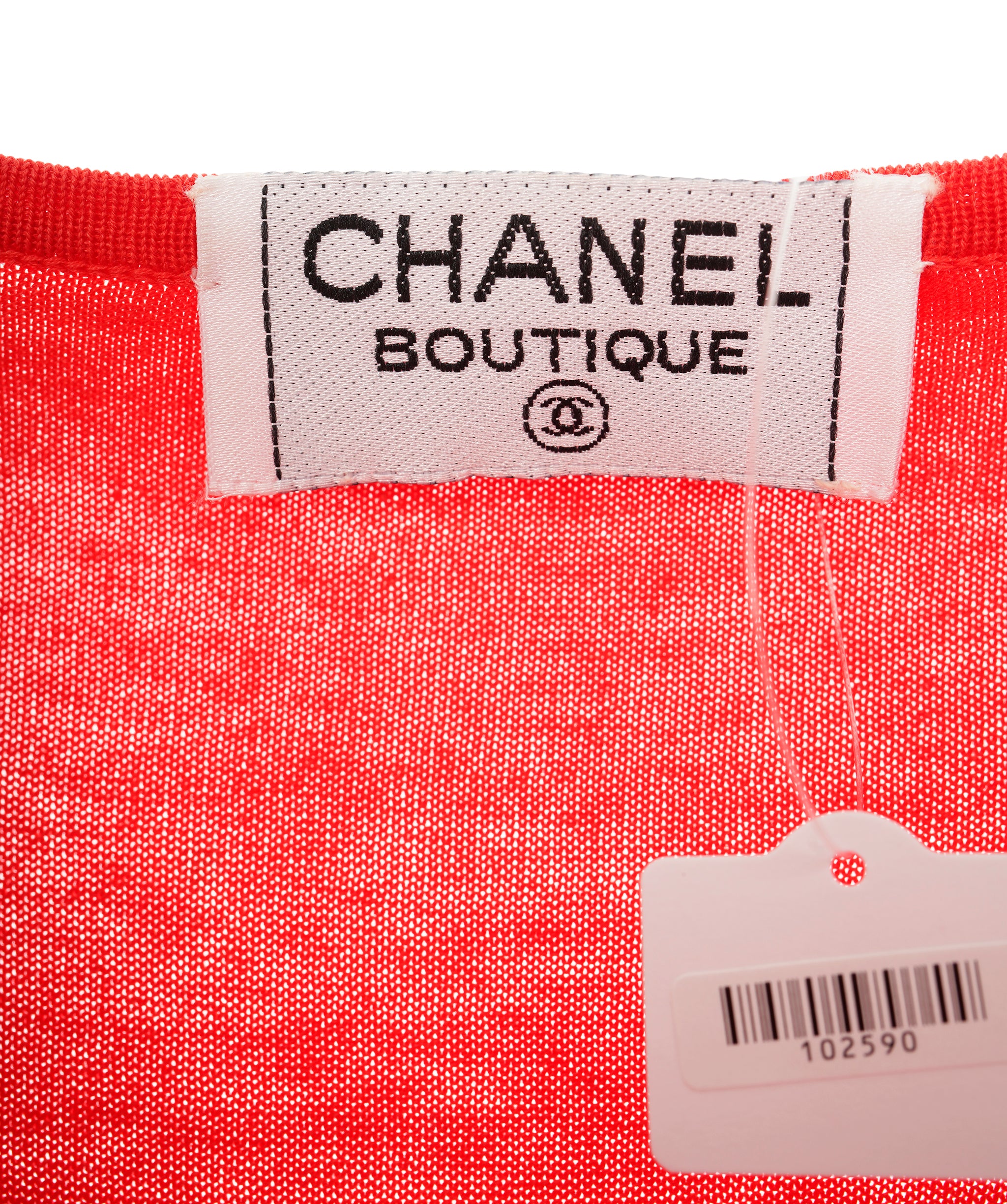 Chanel CC Sleeve Knit Top Orange Red ASL10852