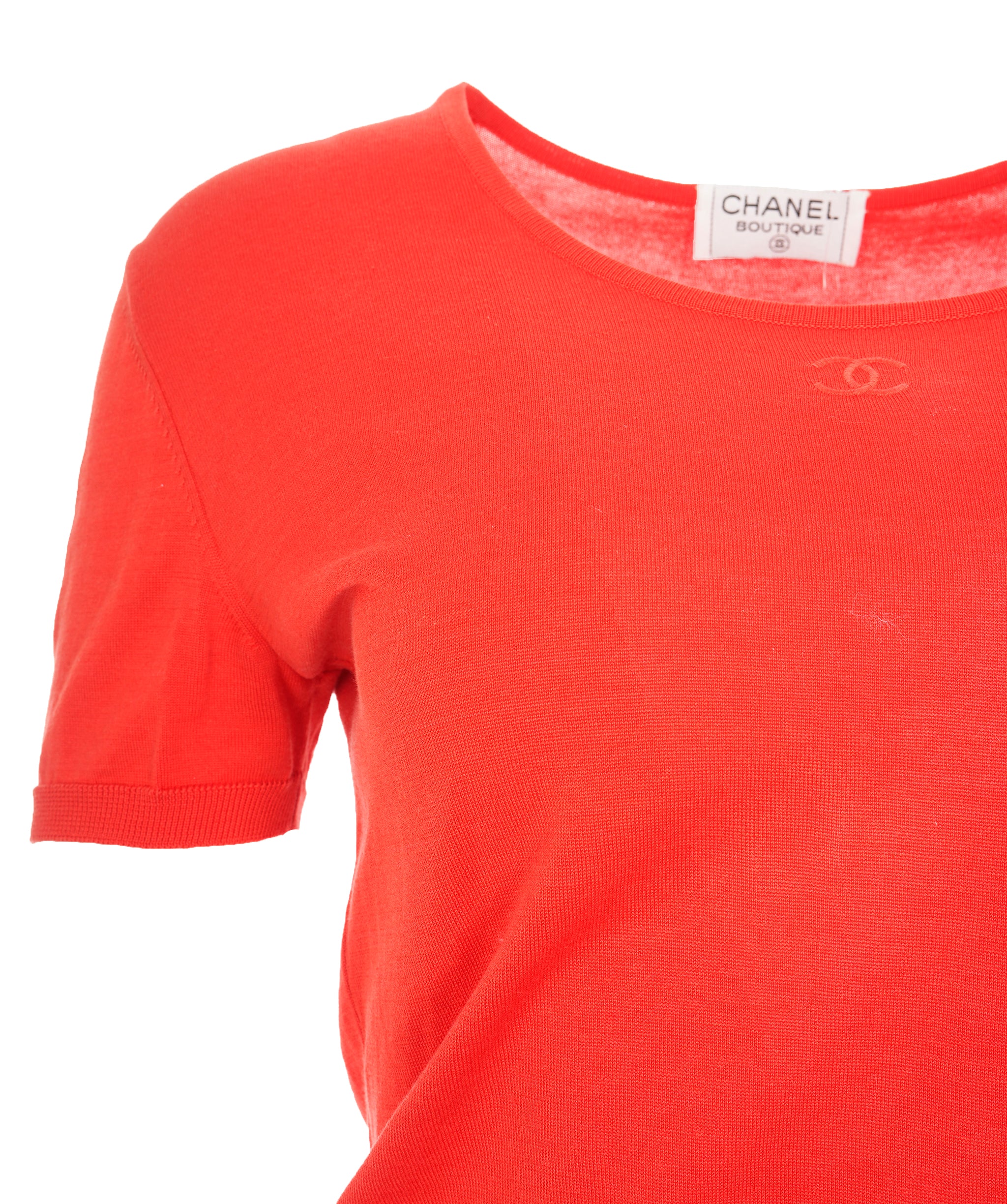 Chanel CC Sleeve Knit Top Orange Red ASL10852