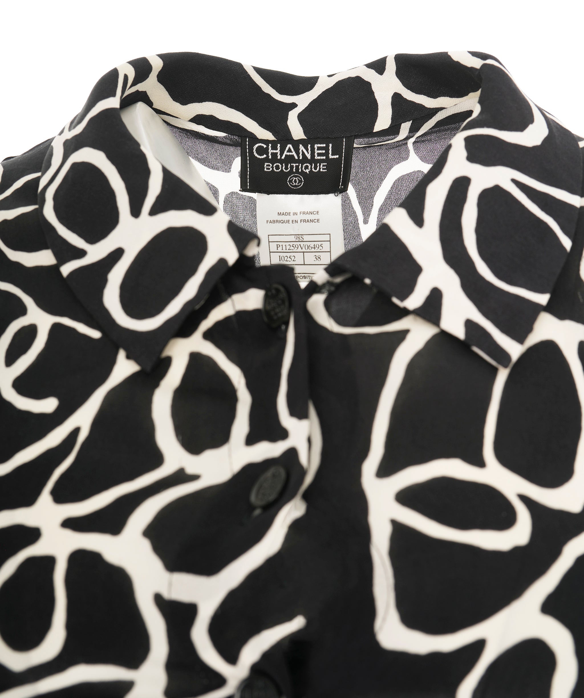 Chanel 98P Silk Top Sleeveless Black White ASL10851