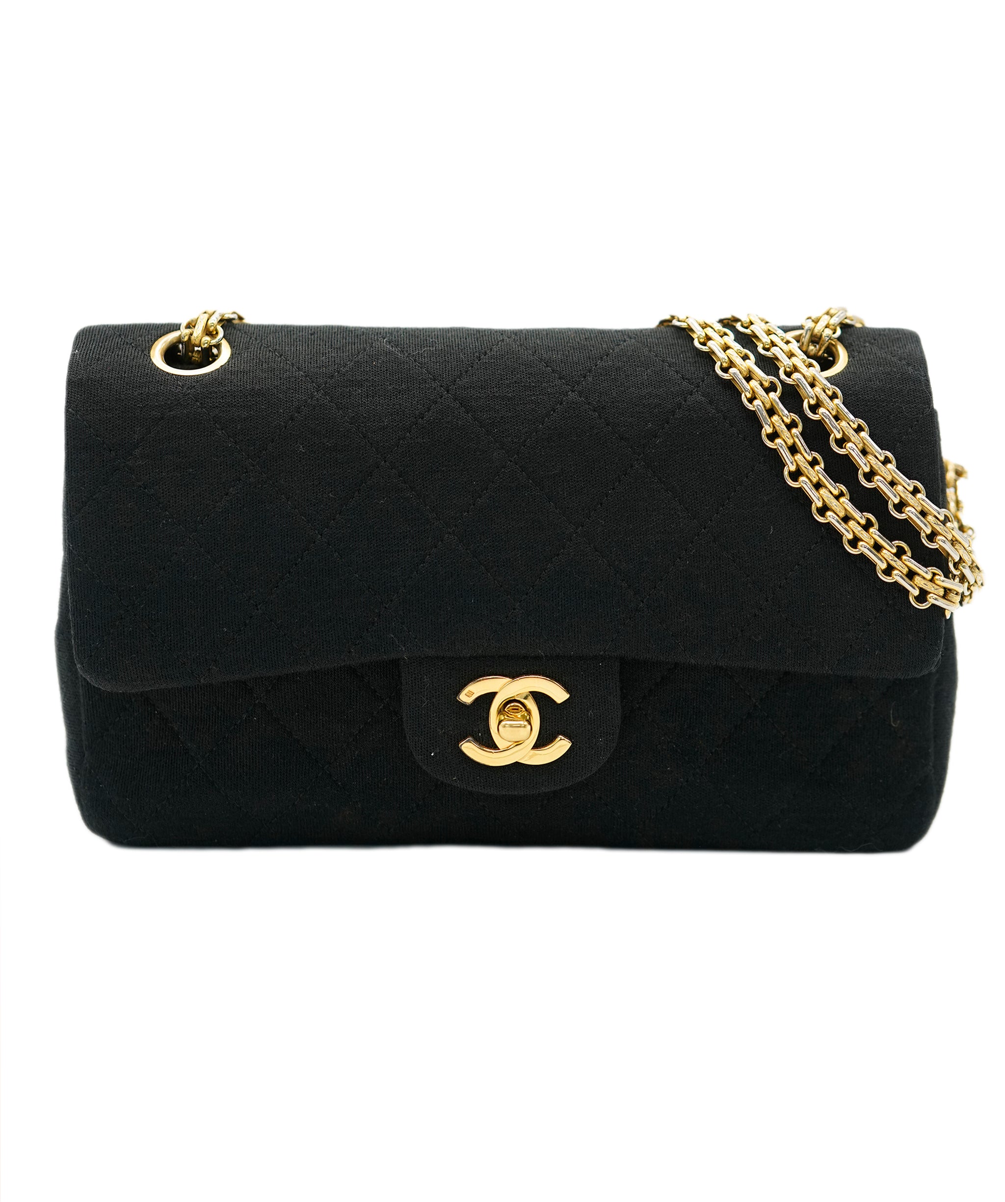 Chanel Vintage Jersey Black Medium Flap  ALL0775