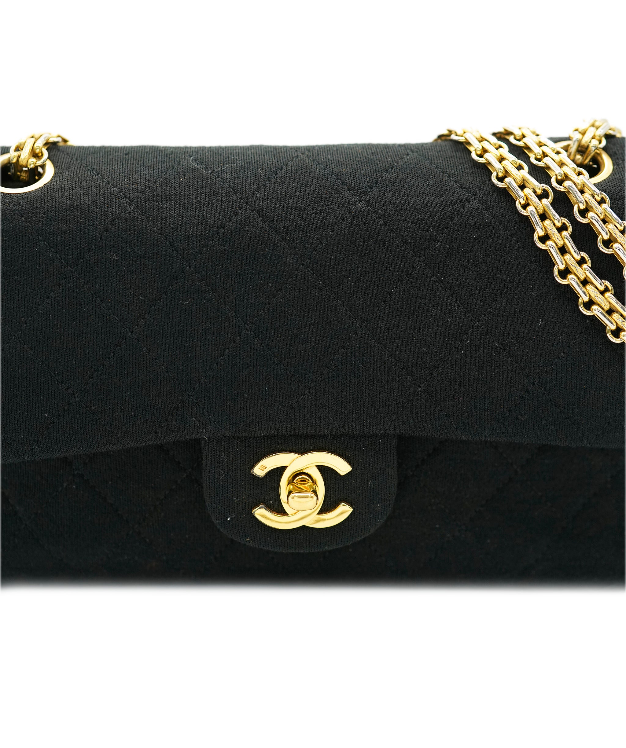 Chanel Vintage Jersey Black Medium Flap  ALL0775