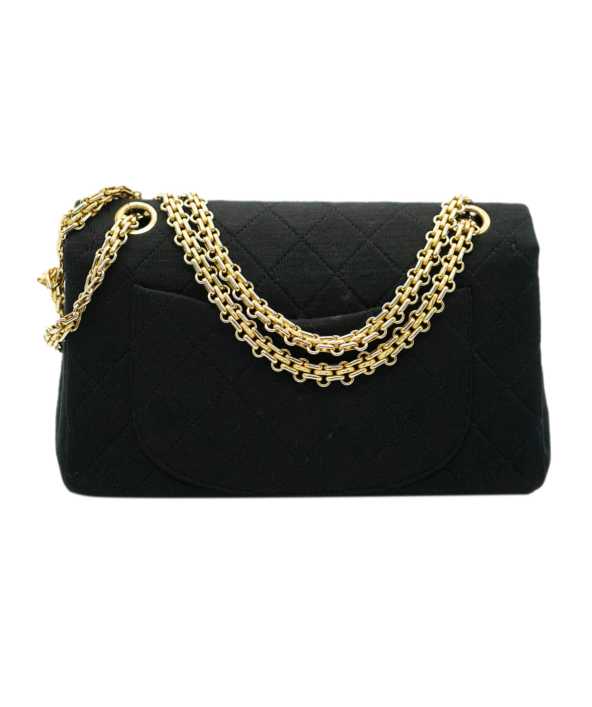 Chanel Vintage Jersey Black Medium Flap  ALL0775