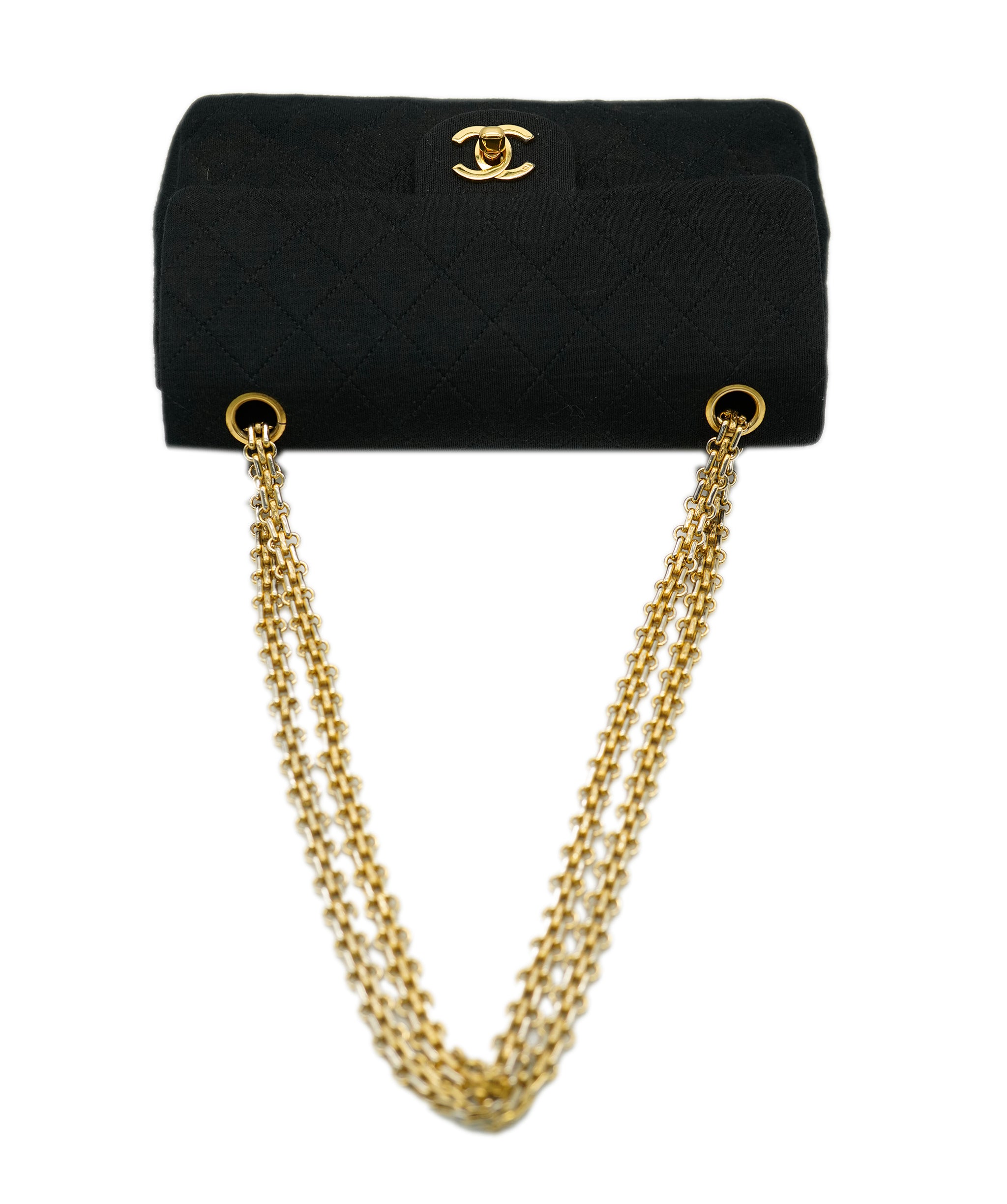 Chanel Vintage Jersey Black Medium Flap  ALL0775