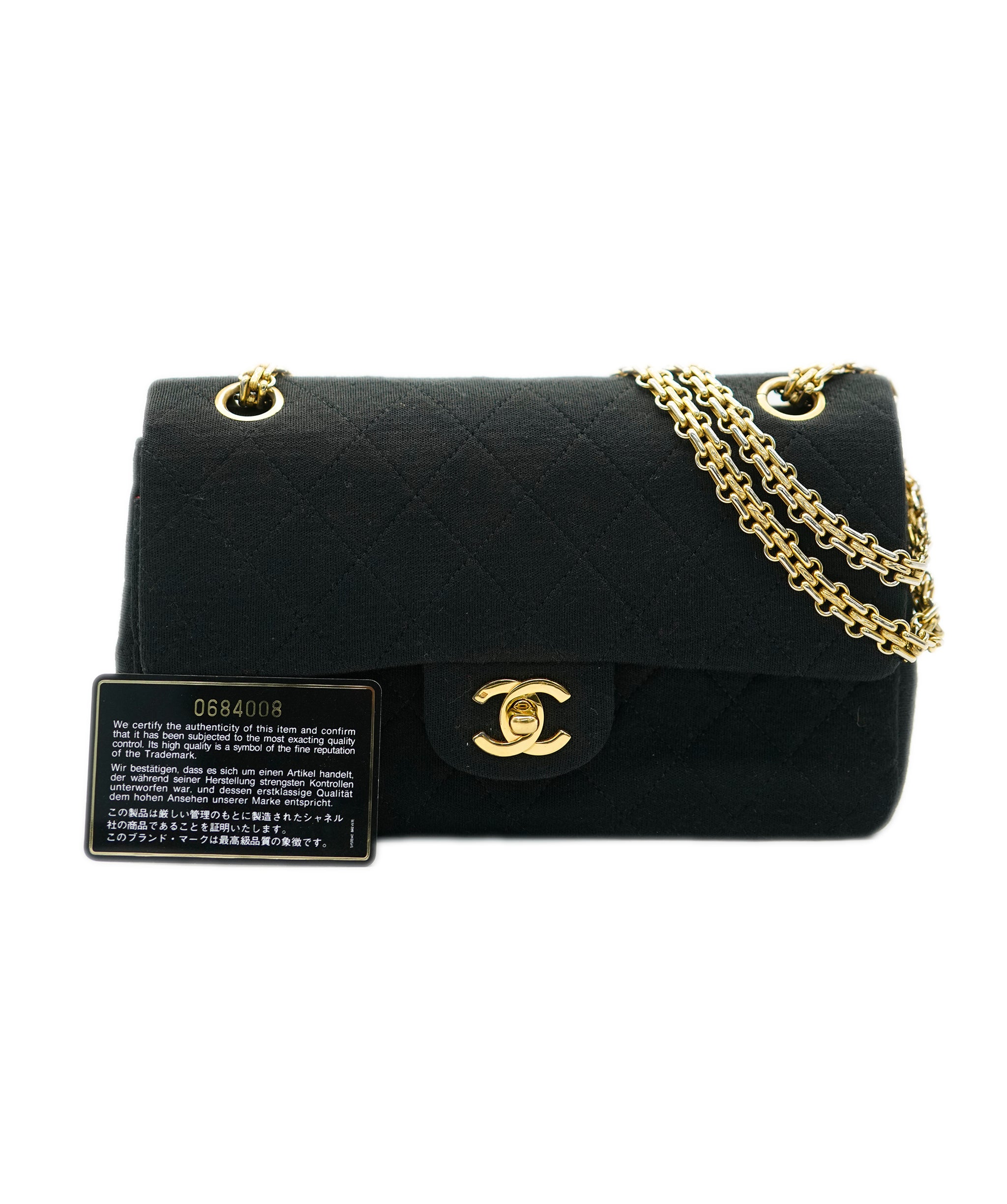 Chanel Vintage Jersey Black Medium Flap  ALL0775