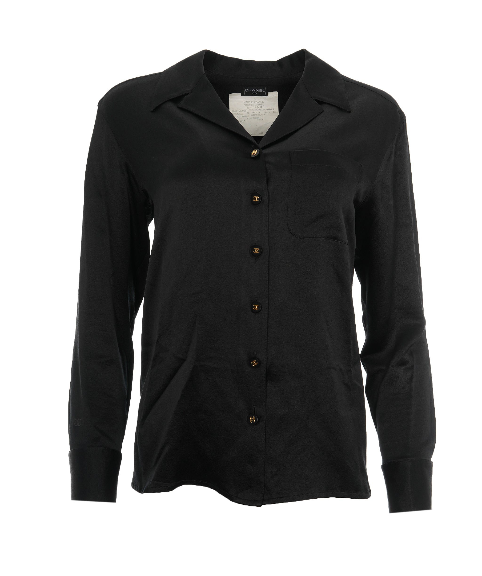 Chanel CC Buttons Silk Shirt Black  ASL10848