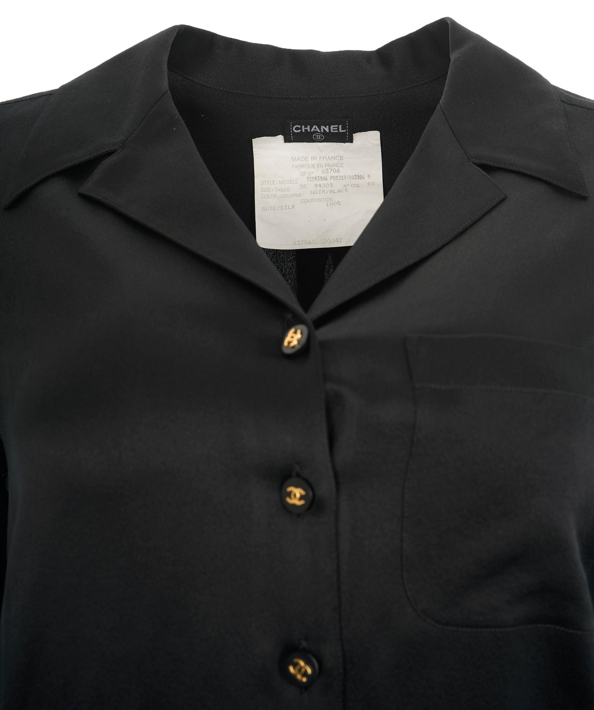 Chanel CC Buttons Silk Shirt Black  ASL10848