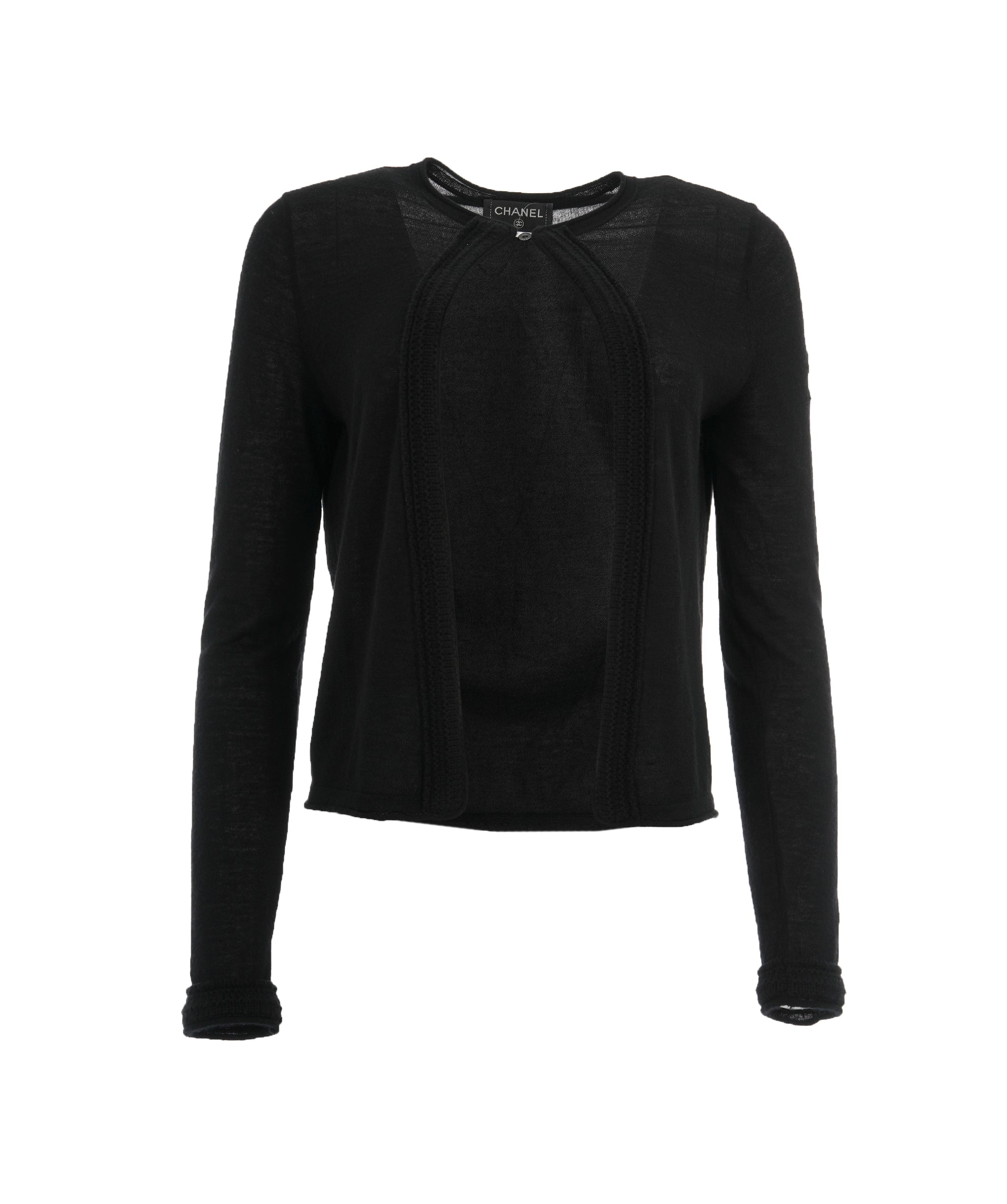 Chanel CC Sleeve Cashmere Cardigan Black ASL10853