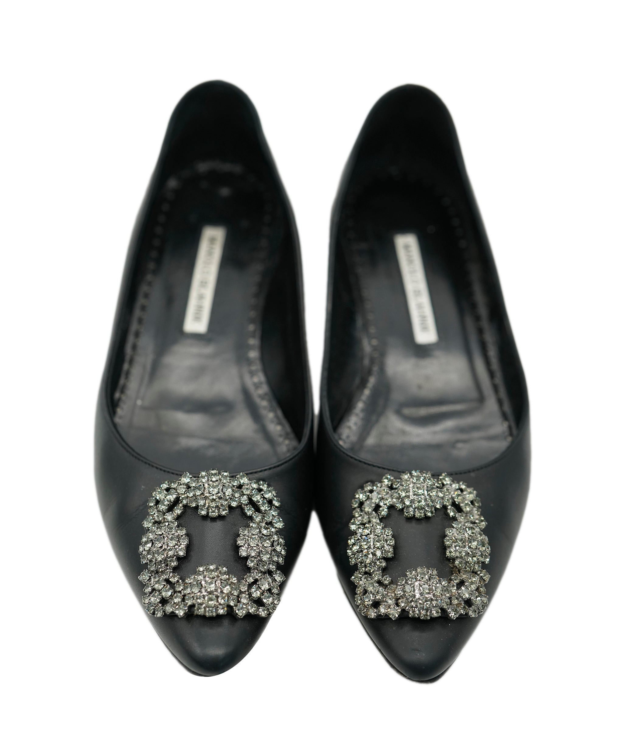 Manolo Blahnik Hangisi Fume Flat Black 37 (Box, two dustbags) REC1730