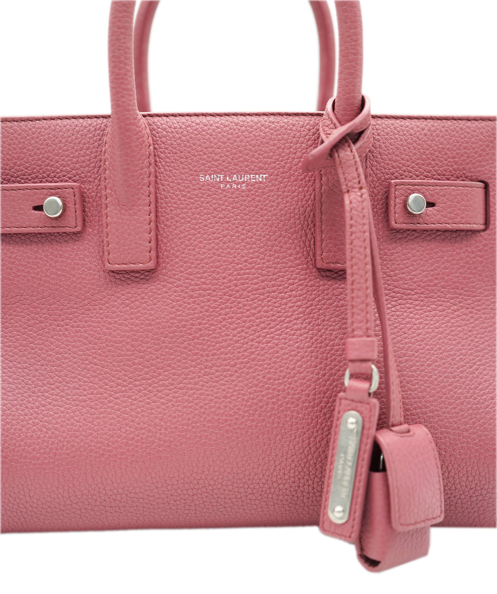 YSL Small Pink Grained Leather Sac De Jour Bag PHW AGC1722