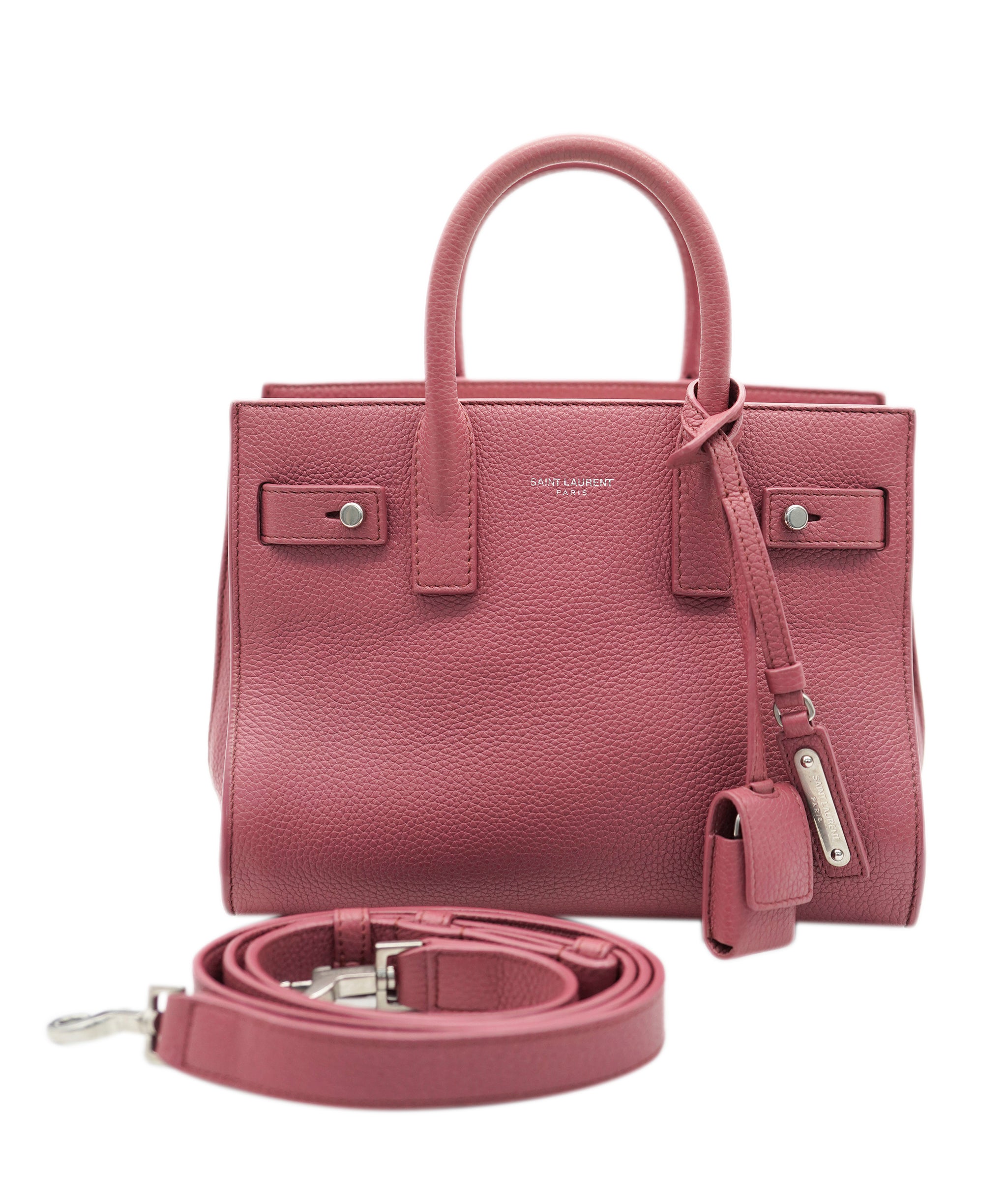 YSL Small Pink Grained Leather Sac De Jour Bag PHW AGC1722