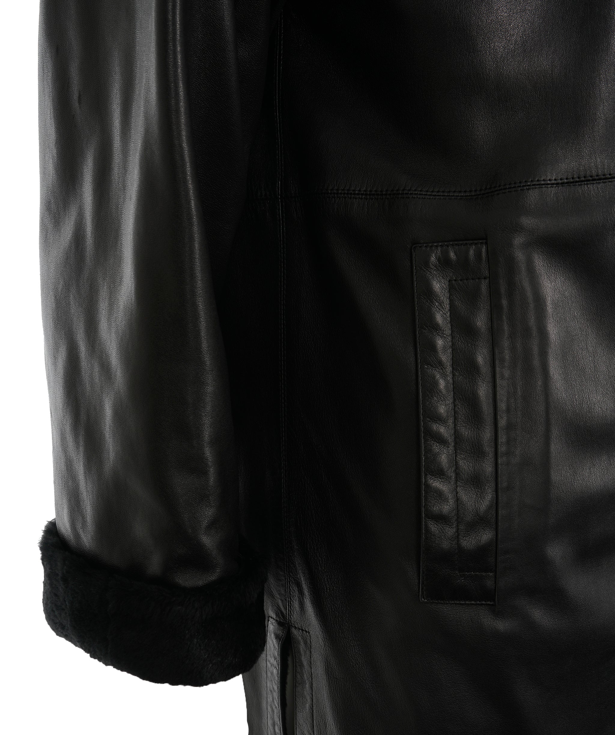 Saint Laurent Vintage Black Fur Leather Jacket  ALC1809