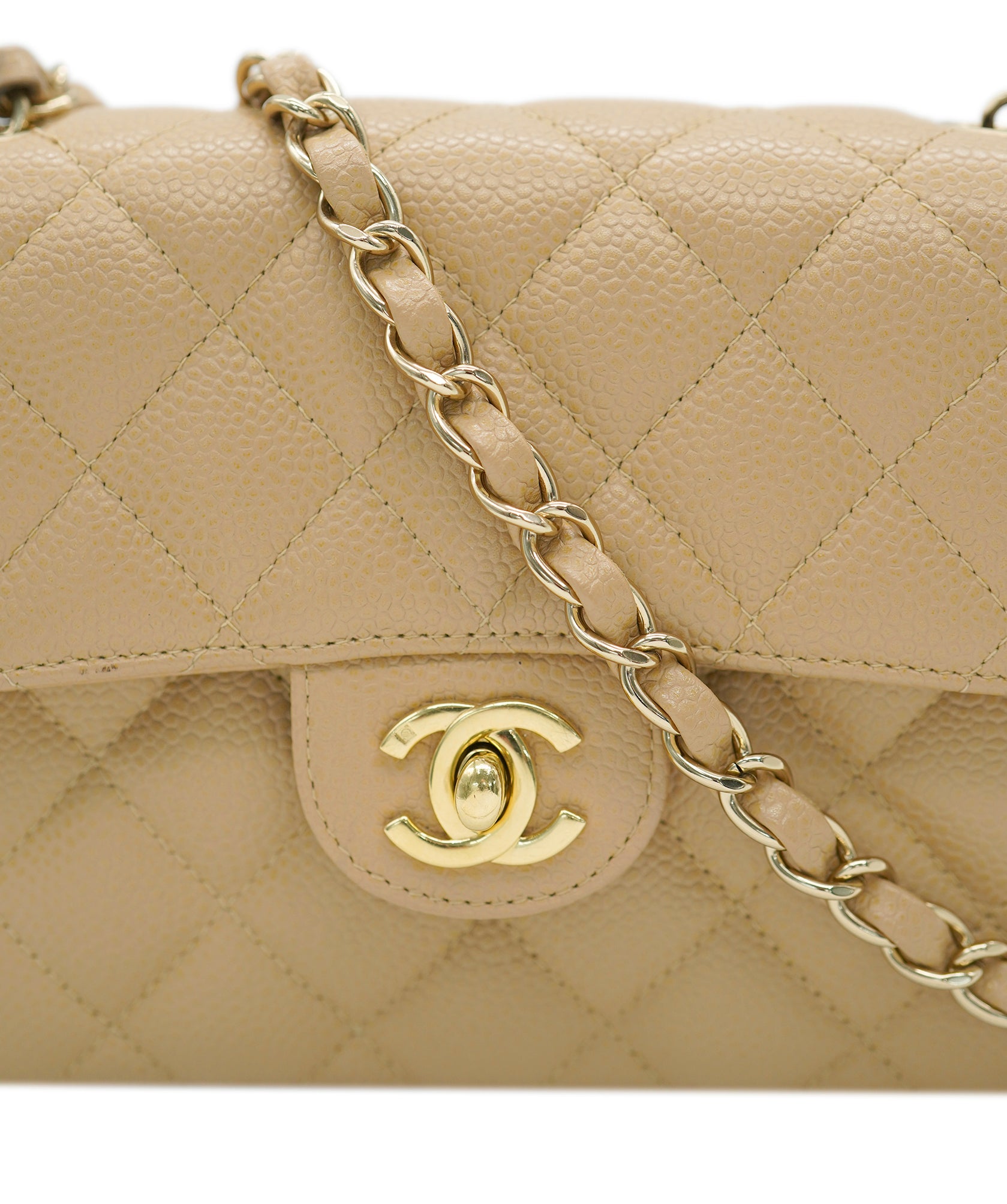 Chanel Beige Vintage Mini Caviar Square 90220677 DBXS0035