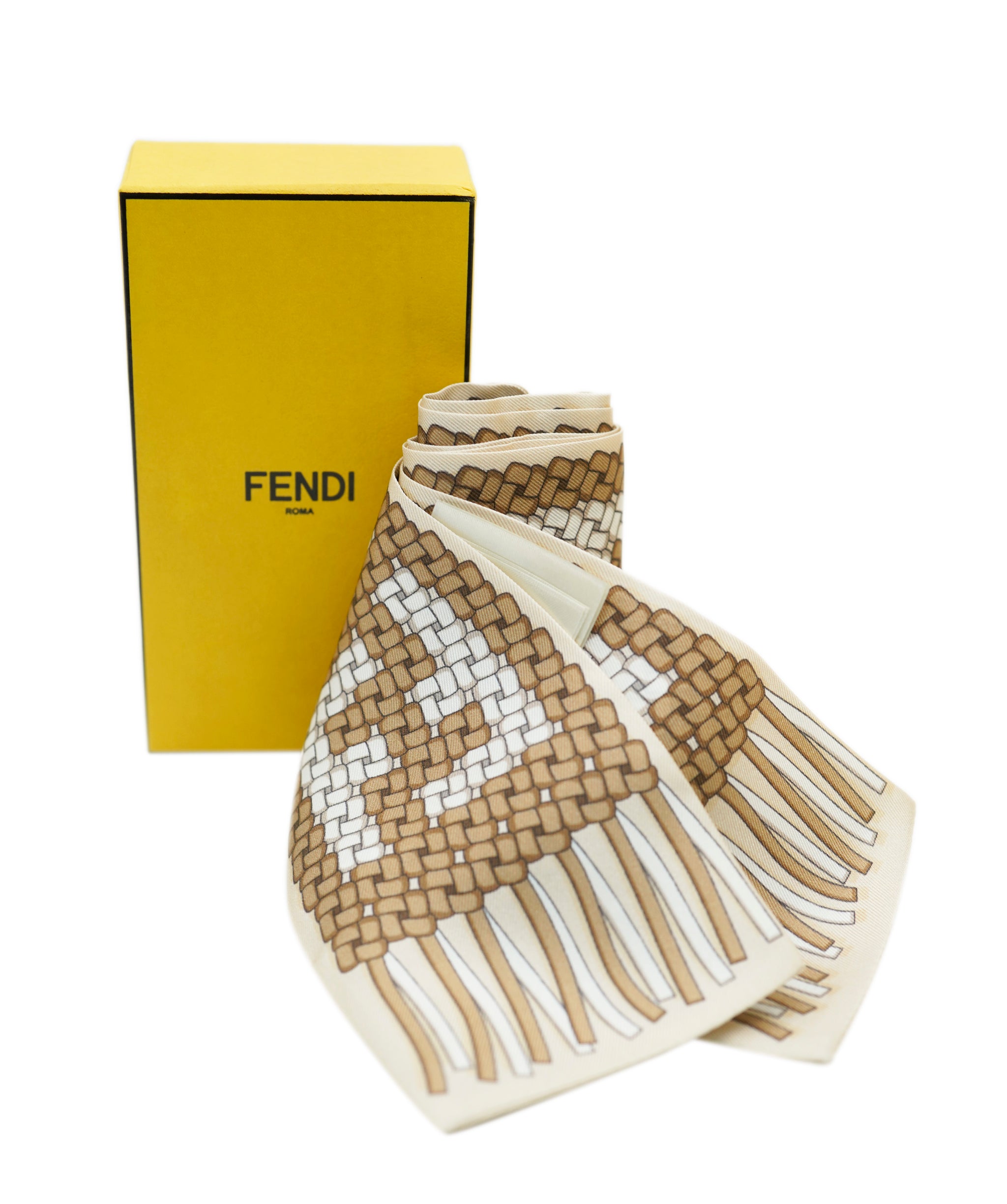 Fendi Brown and Beige FF Twilly 120cm  ALL0804